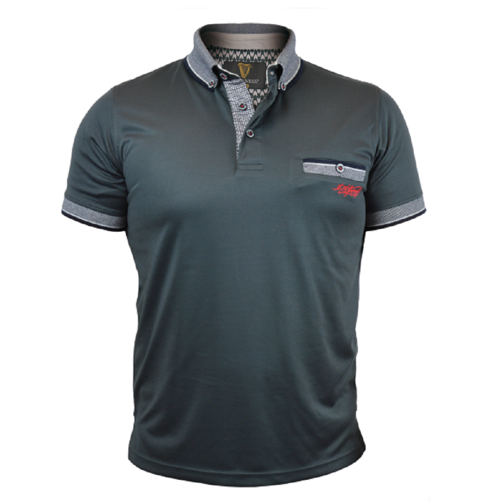 Guinness Premium Polo With Woven Collar and Pocket Trim