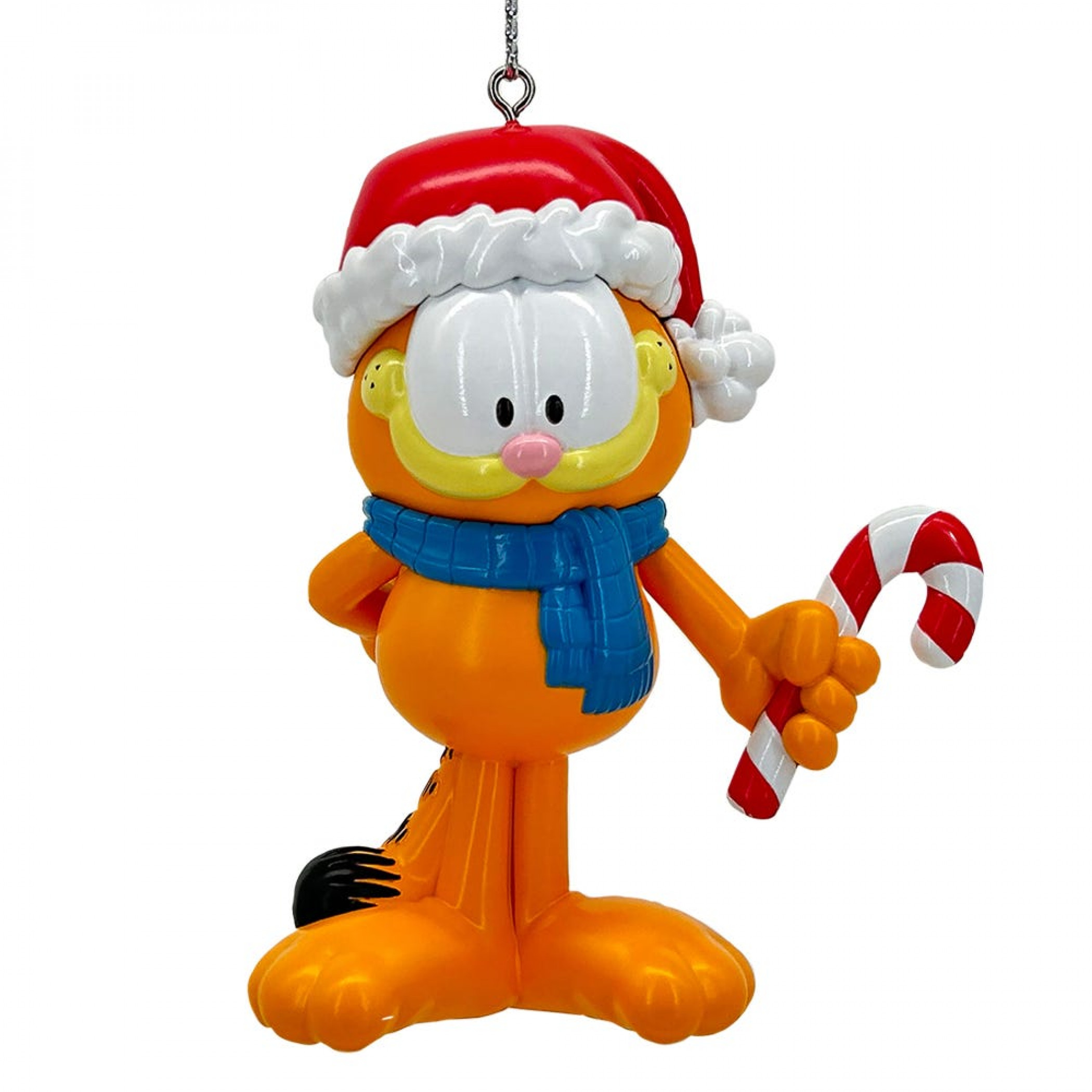 Garfield Candy Cane and Santa Hat Ornament