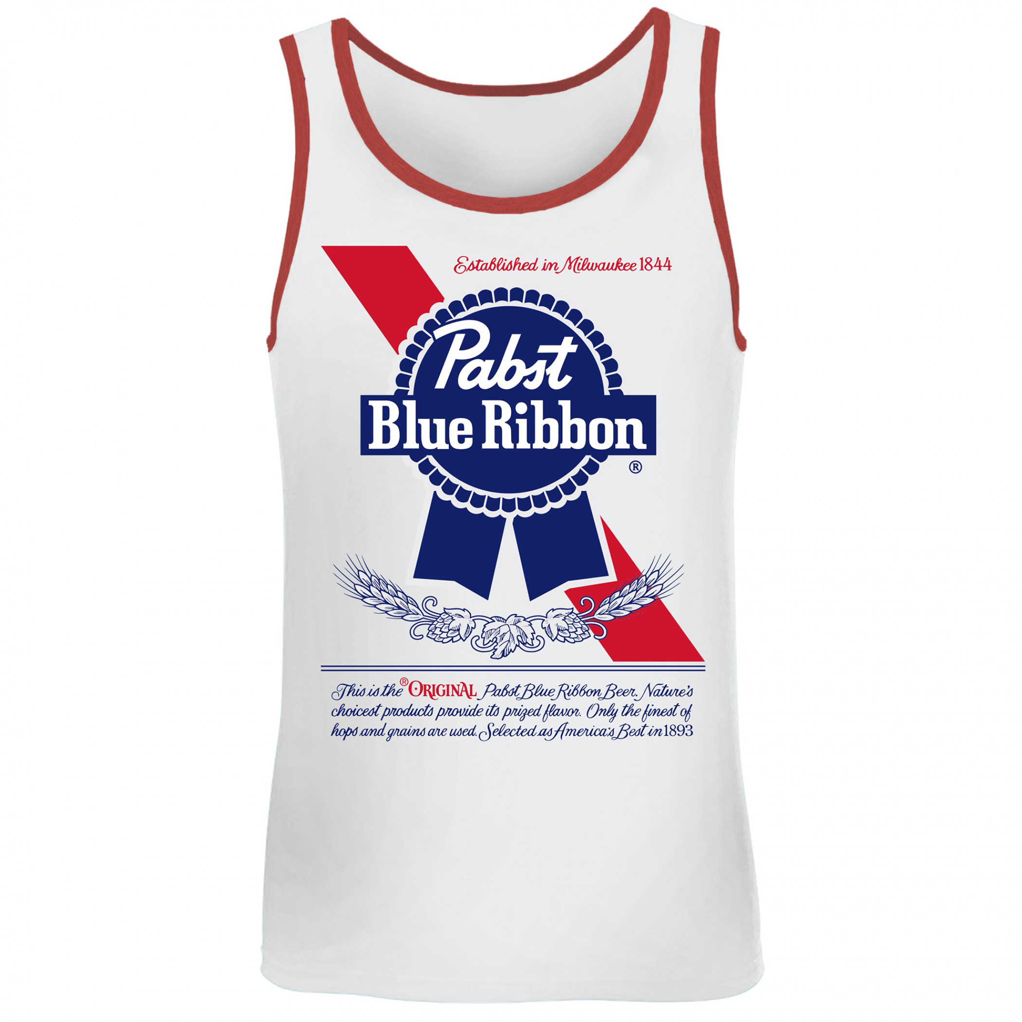Pabst Blue Ribbon Label & Logo with Red Trim Tank Top
