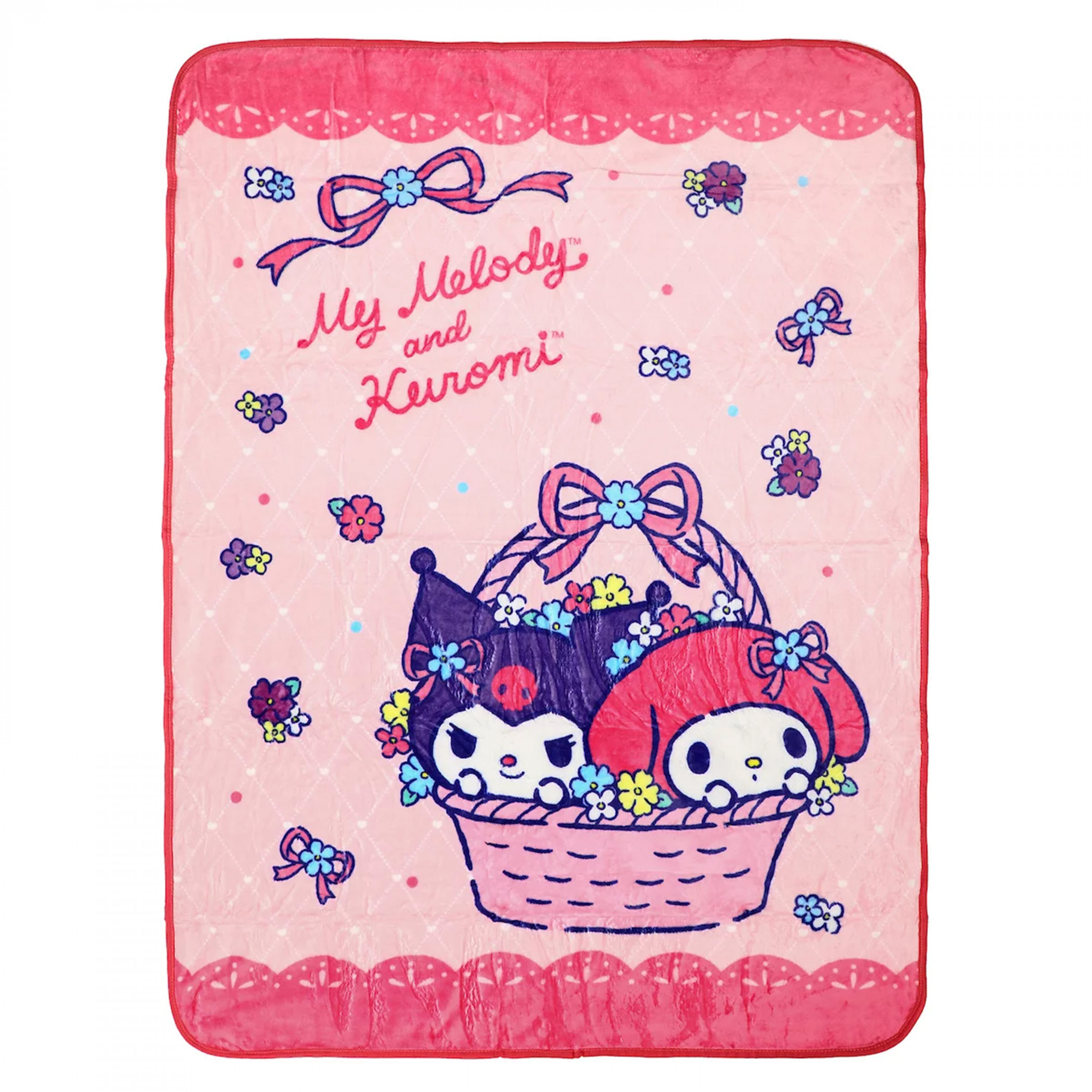My Melody and Kuromi Basket Bunch Sanrio Fleece Throw Blanket