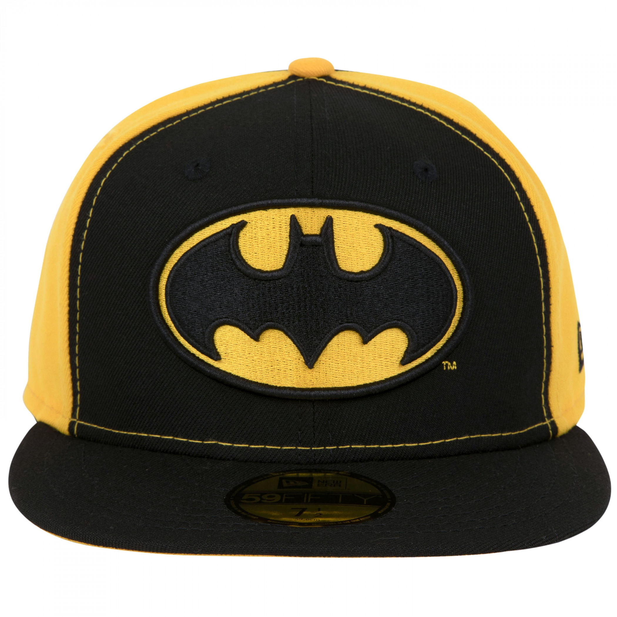 Batman Logo Black & Yellow Panels New Era 59Fifty Fitted Hat