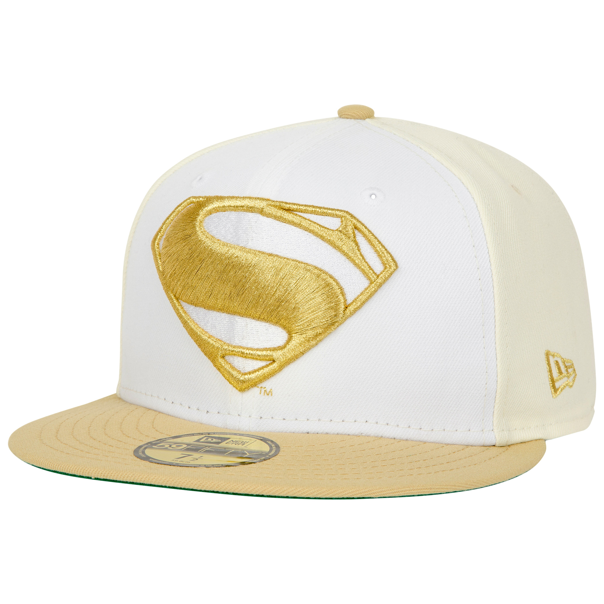 Superman Logo White Gold New Era 59Fifty Fitted Hat