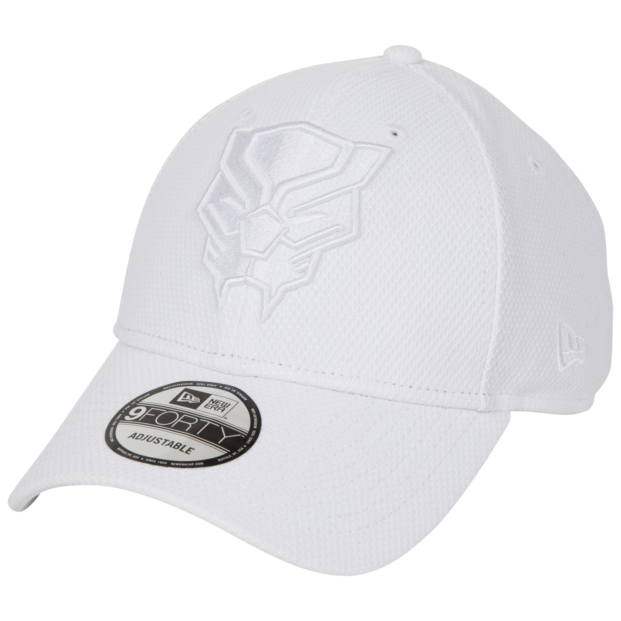 Black Panther White on White New Era 9Forty Adjustable Hat