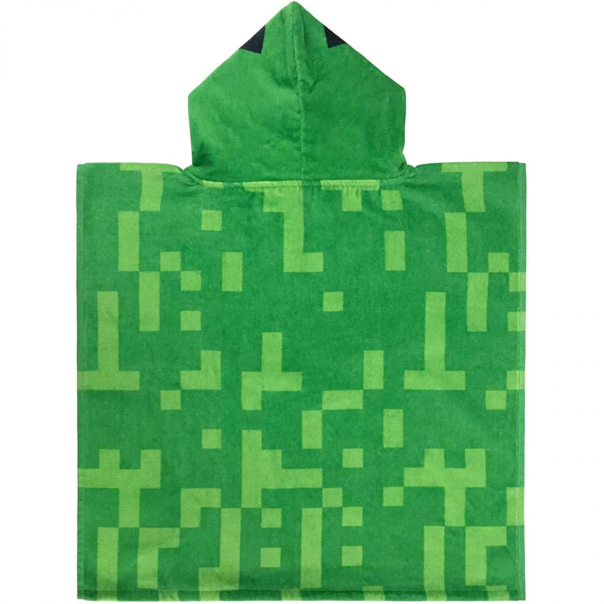 Minecraft Creeper Kids Beach Towel Hooded Poncho