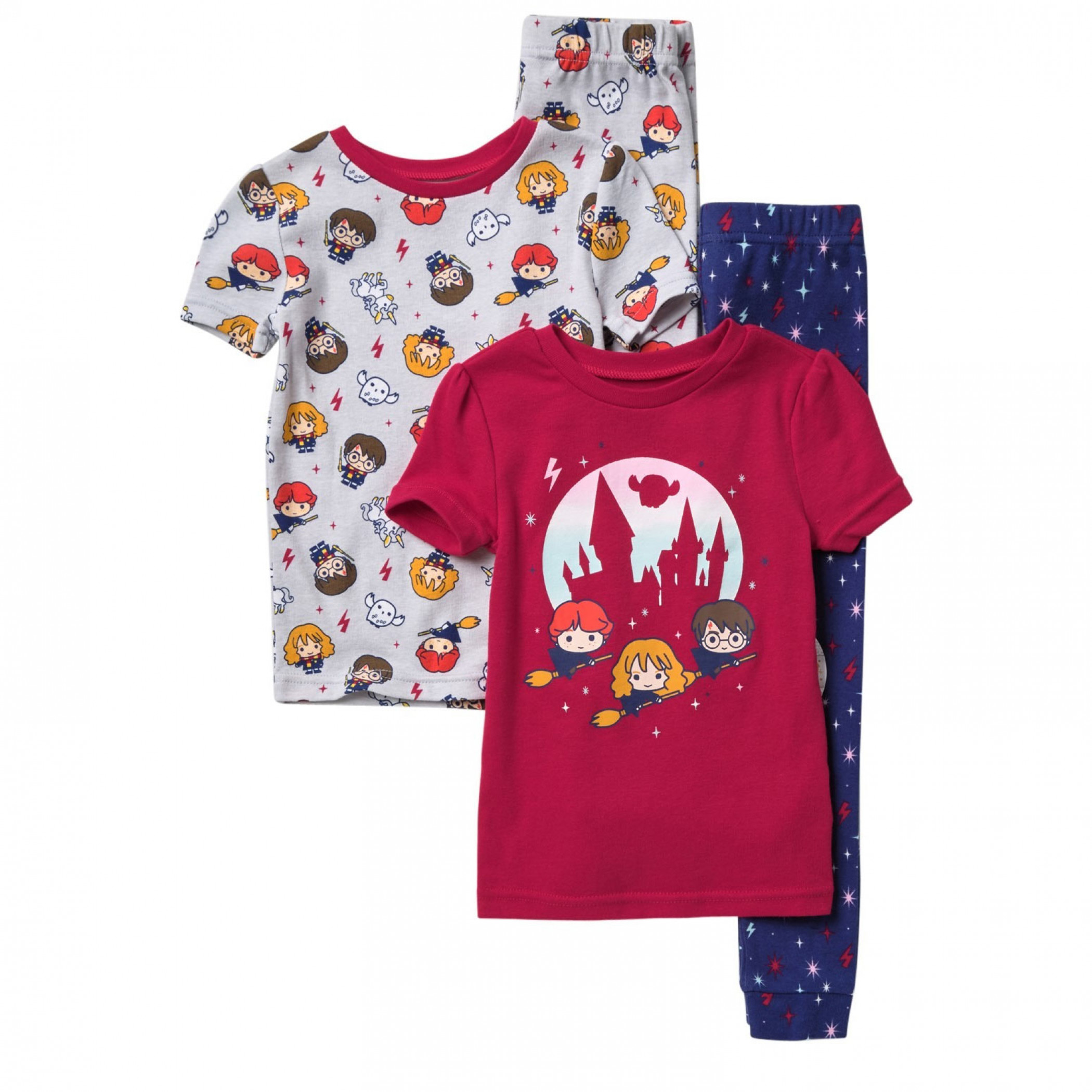 Harry Potter Wizards and All Over Print 4-Piece Pajama Set