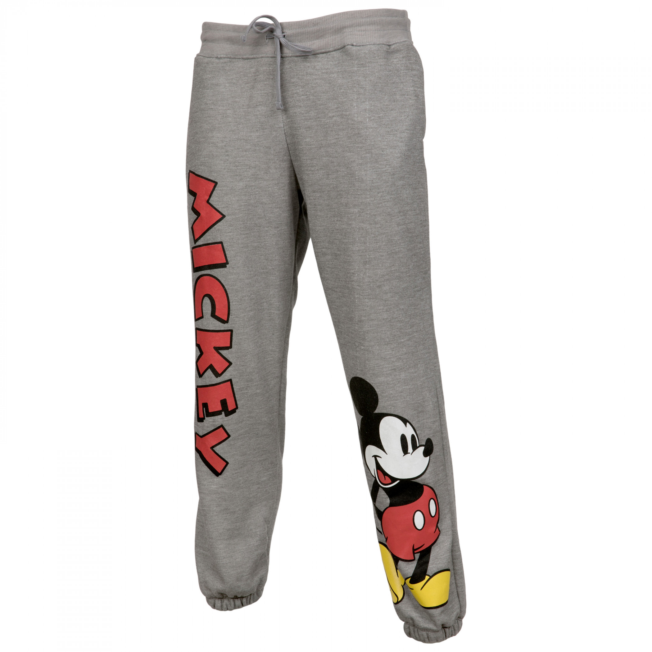 Mickey Mouse Leg Logo Ladies Grey Sweatpants-Medium