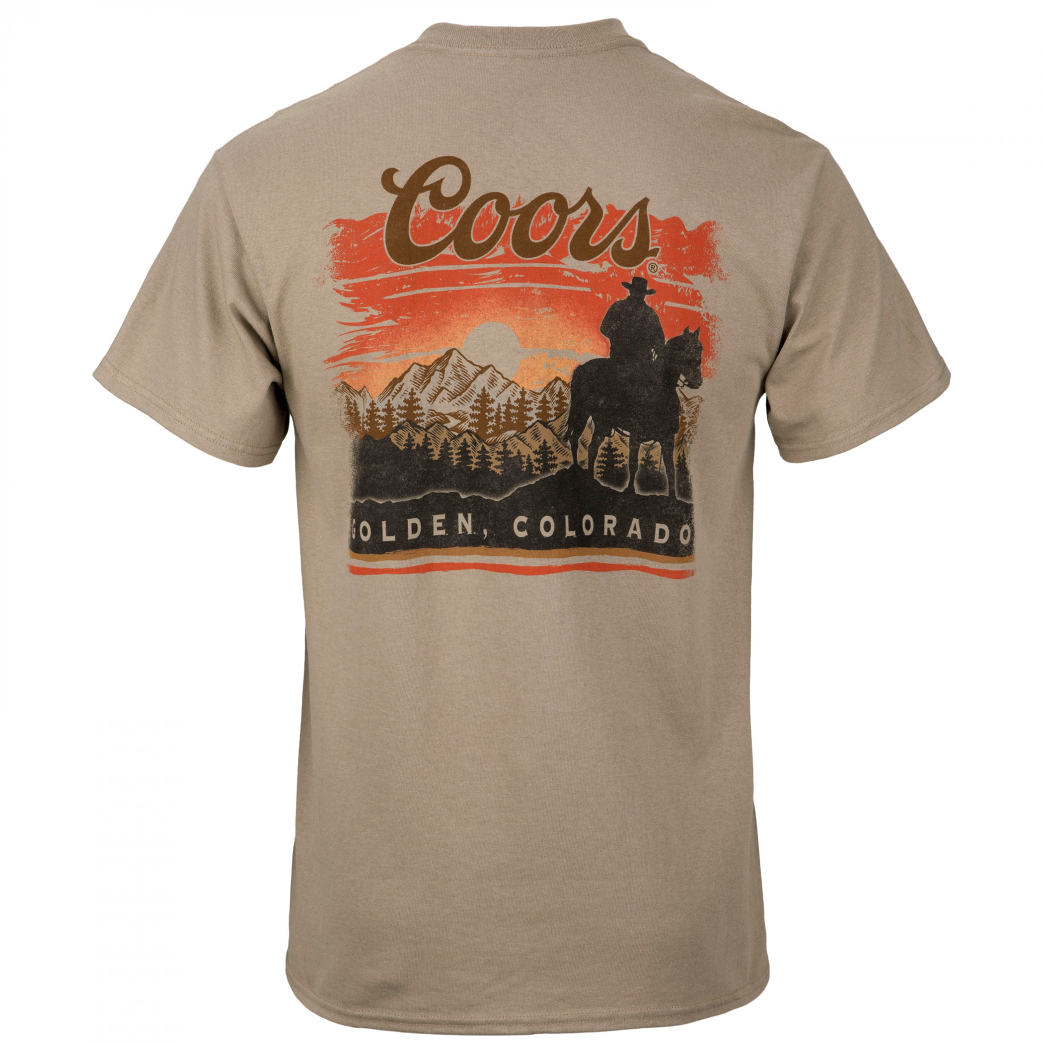 Coors Sunset in Golden Colorado Sandy Colorway Front/Back Print T-Shirt