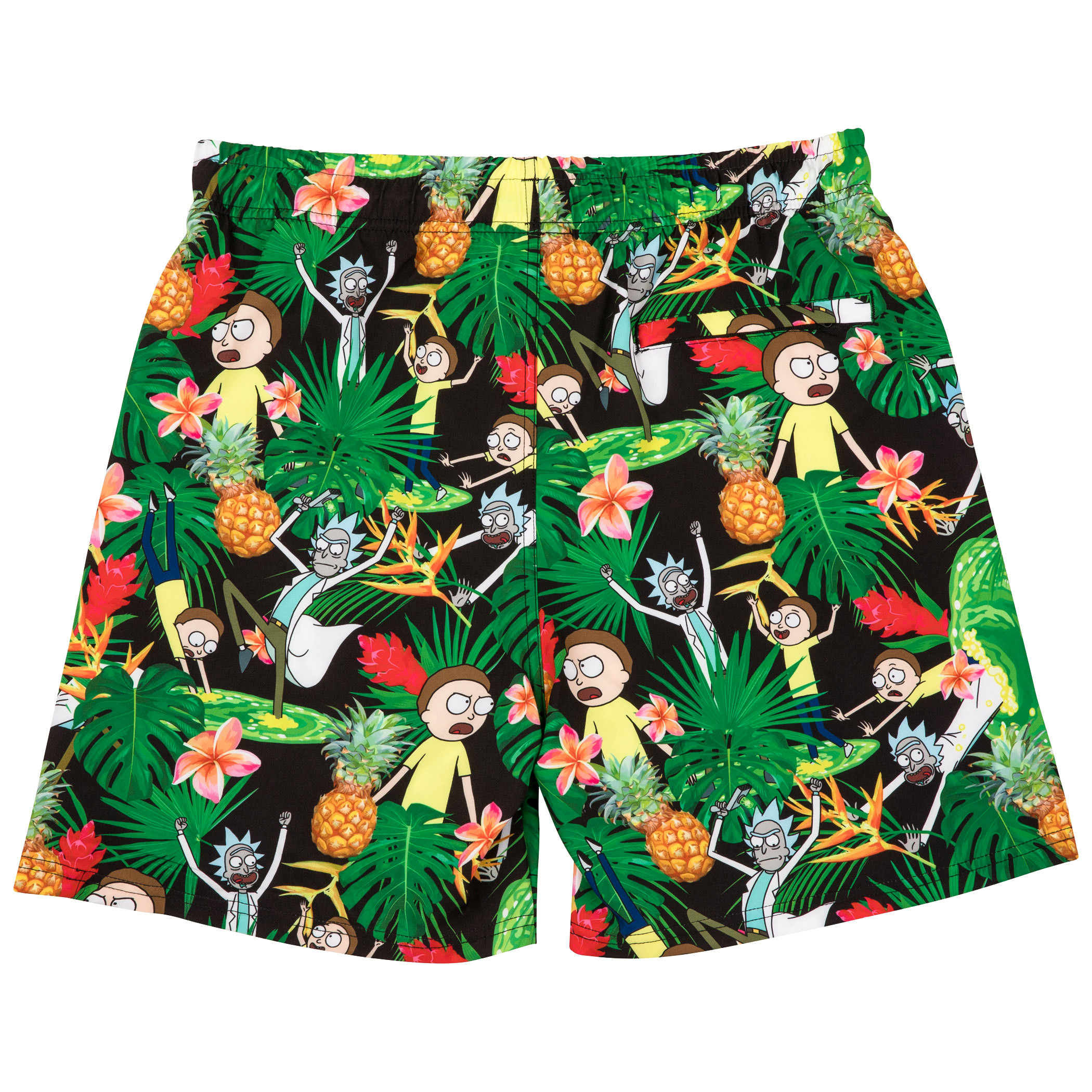 Rick And Morty Tropical Adventures 6" Inseam Lined Swim Trunks