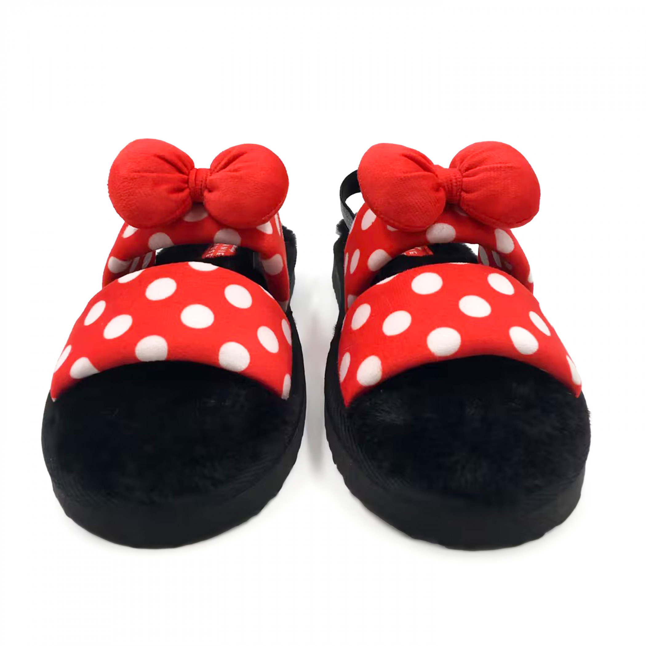 Minnie Mouse Polka Dots and Bows Women's Fuzzy Slippers