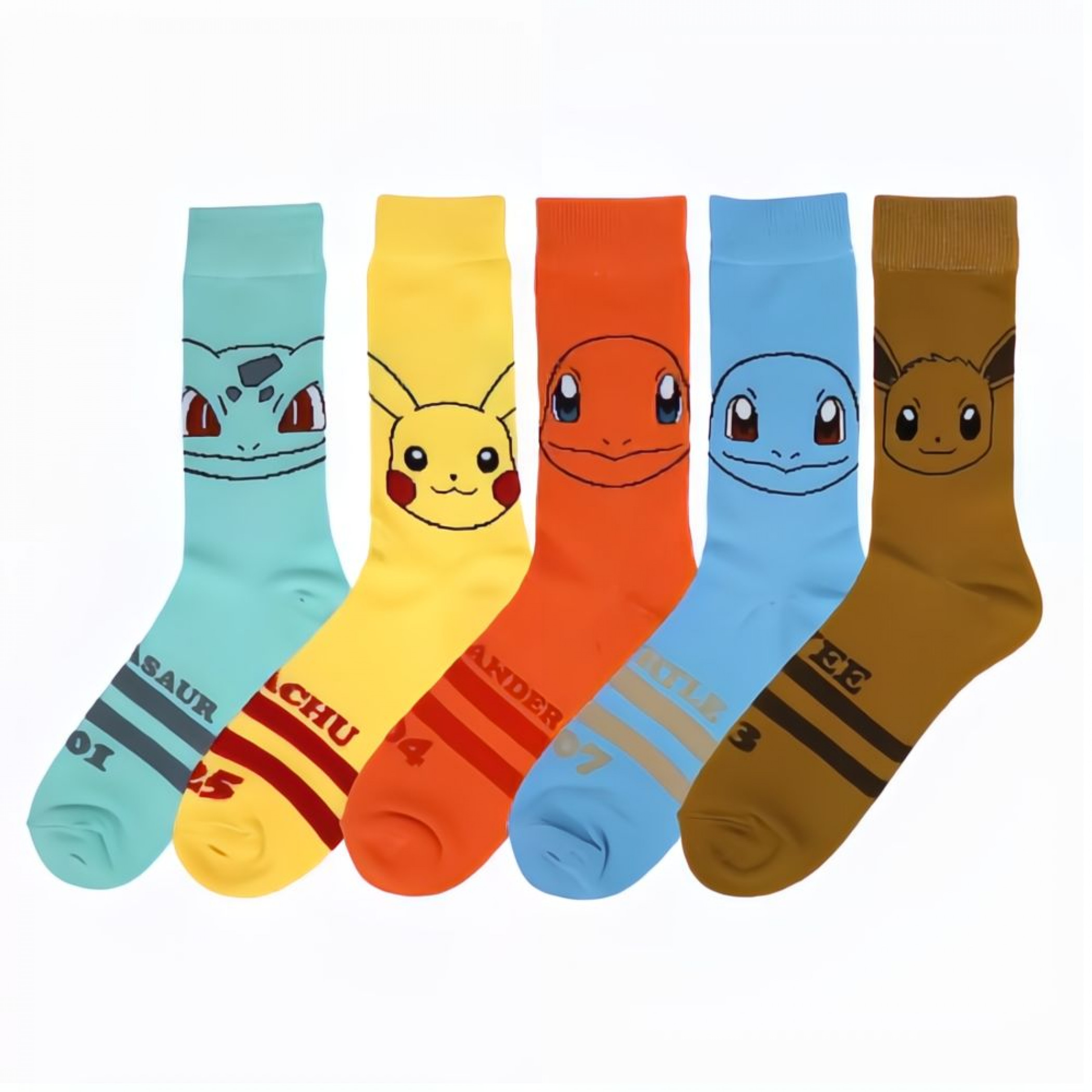 Pokémon Starters Variety 5-Pair Pack of Crew Socks