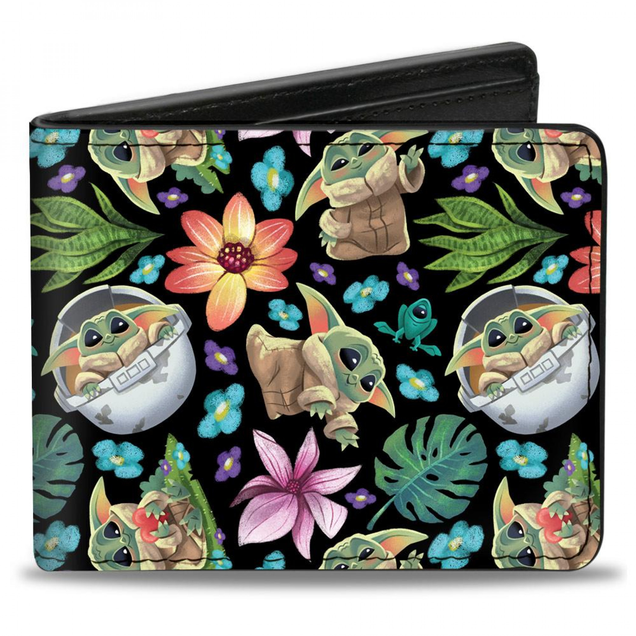 Star Wars The Child Grogu Poses and Floral Collage Wallet