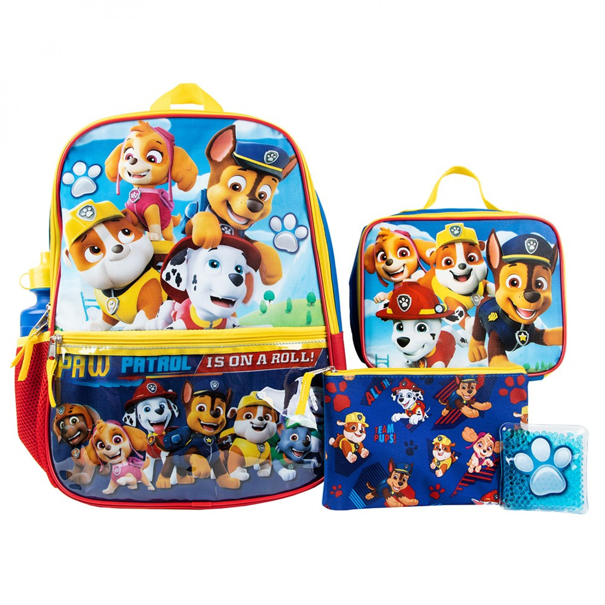 Paw Patrol School Backpack Lunch Box Book Bag 5 Piece SET Kids Gift Boy Girl New 