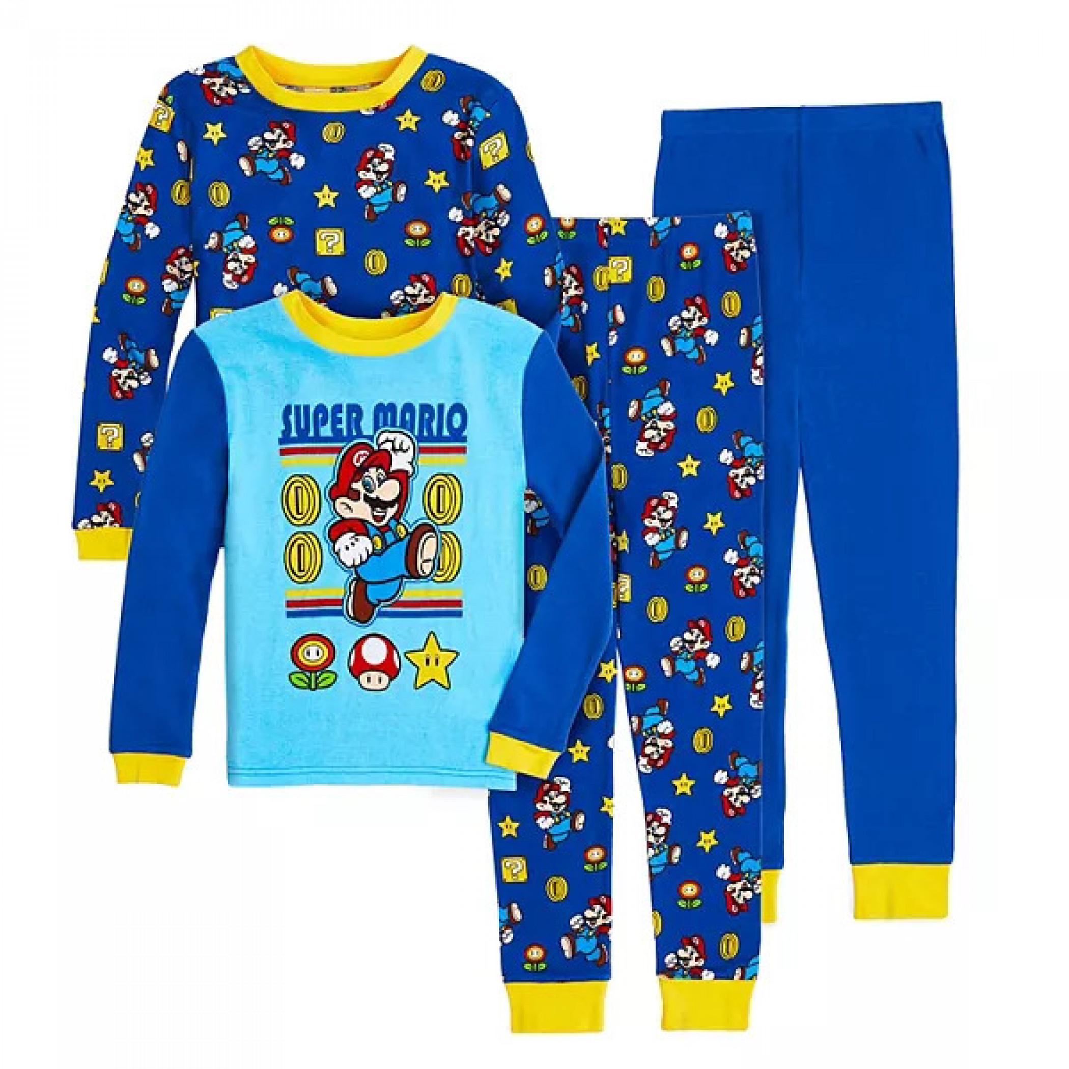 Nintendo Super Mario Jump Youth 4-Piece Long Sleeve Pajama Set