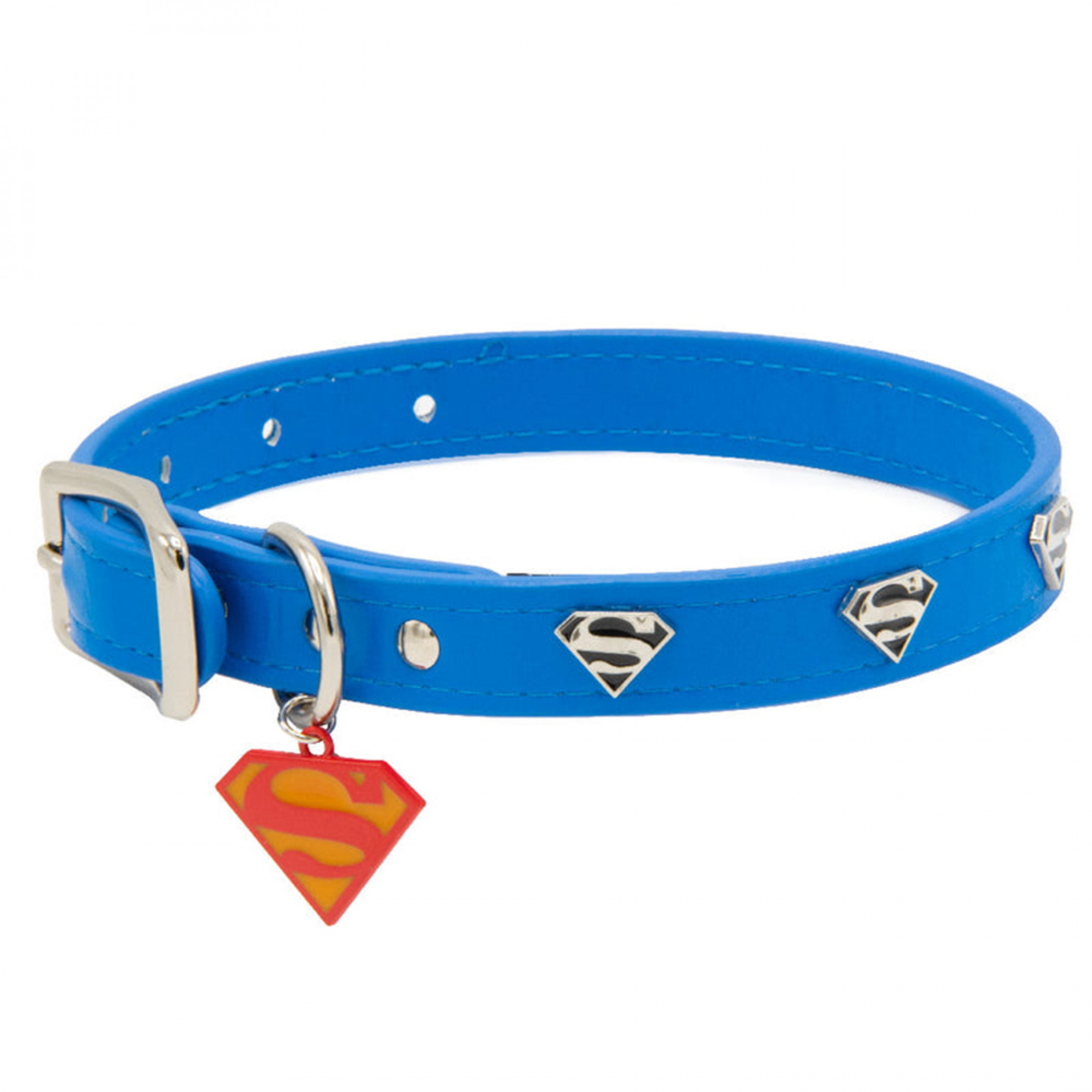 Superman With Shield Symbol & Metal Charm 0.75" Wide Dog Collar