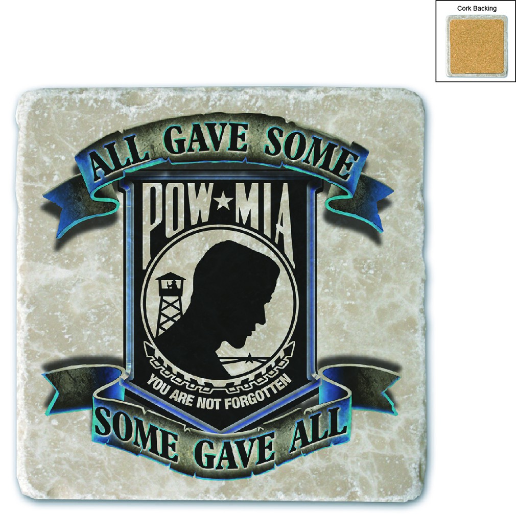 POW All Gave Some Blue Stone Coaster