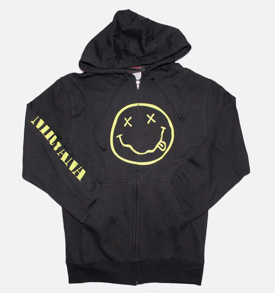Nirvana Smile Discharge Zip Hoodie Sweatshirt