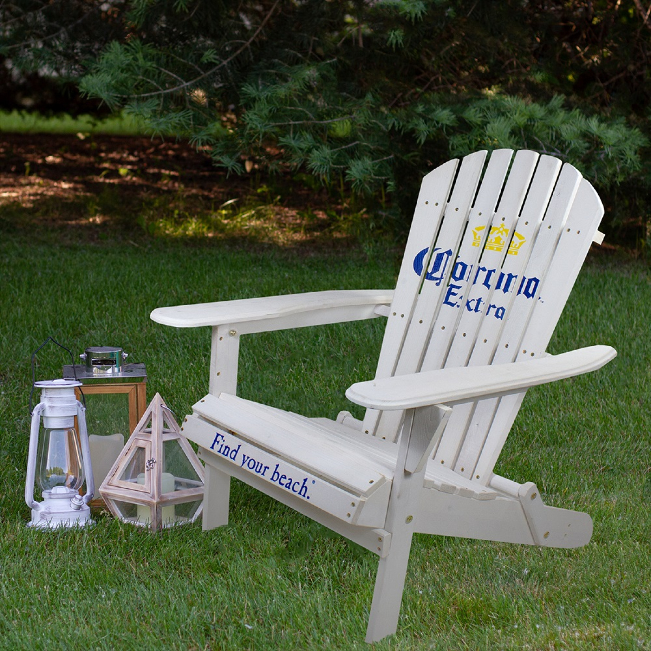 Corona Extra 36" Classic White Folding Wooden Adirondack Chair