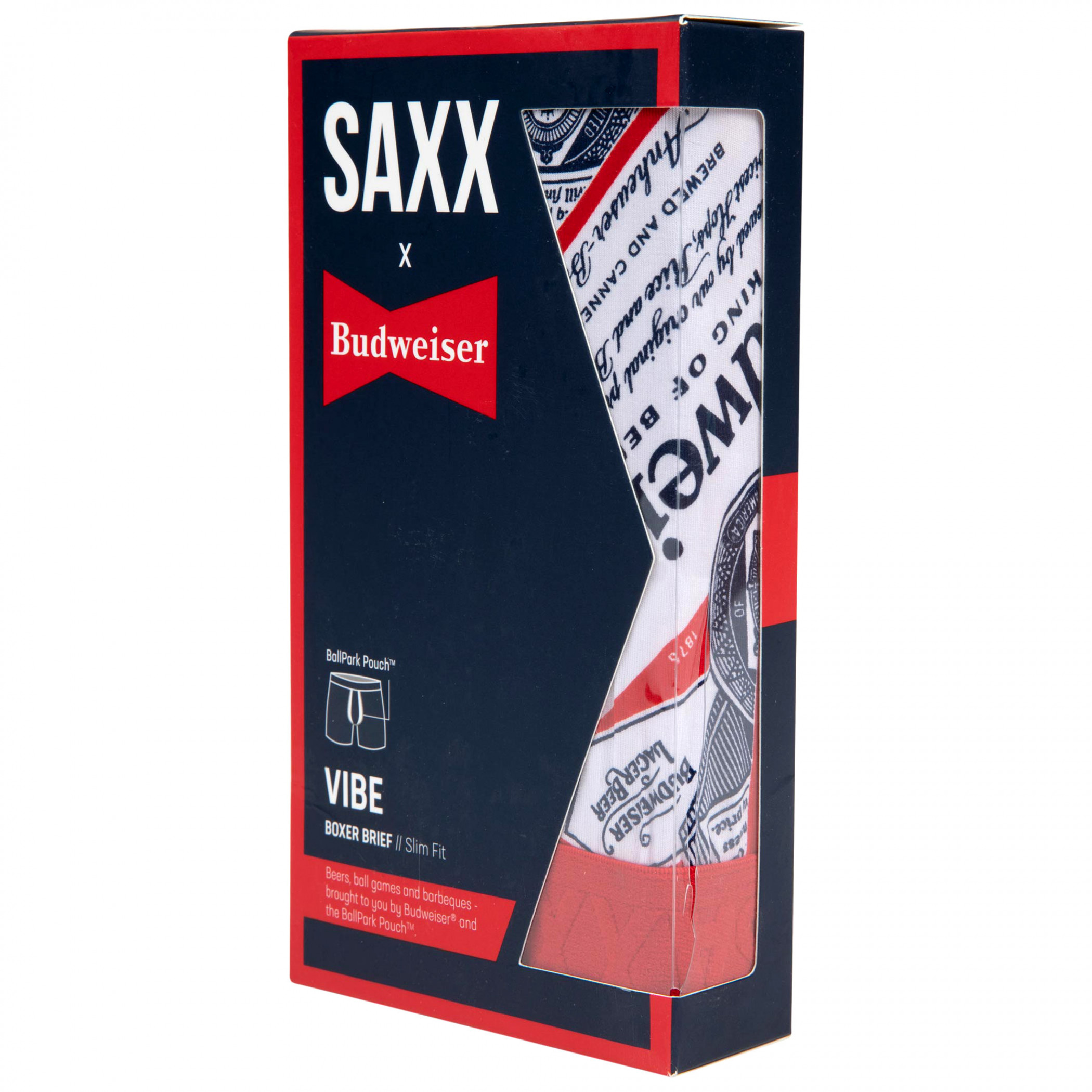 Budweiser Beer Repeating Labels SAXX Men's Boxer Briefs