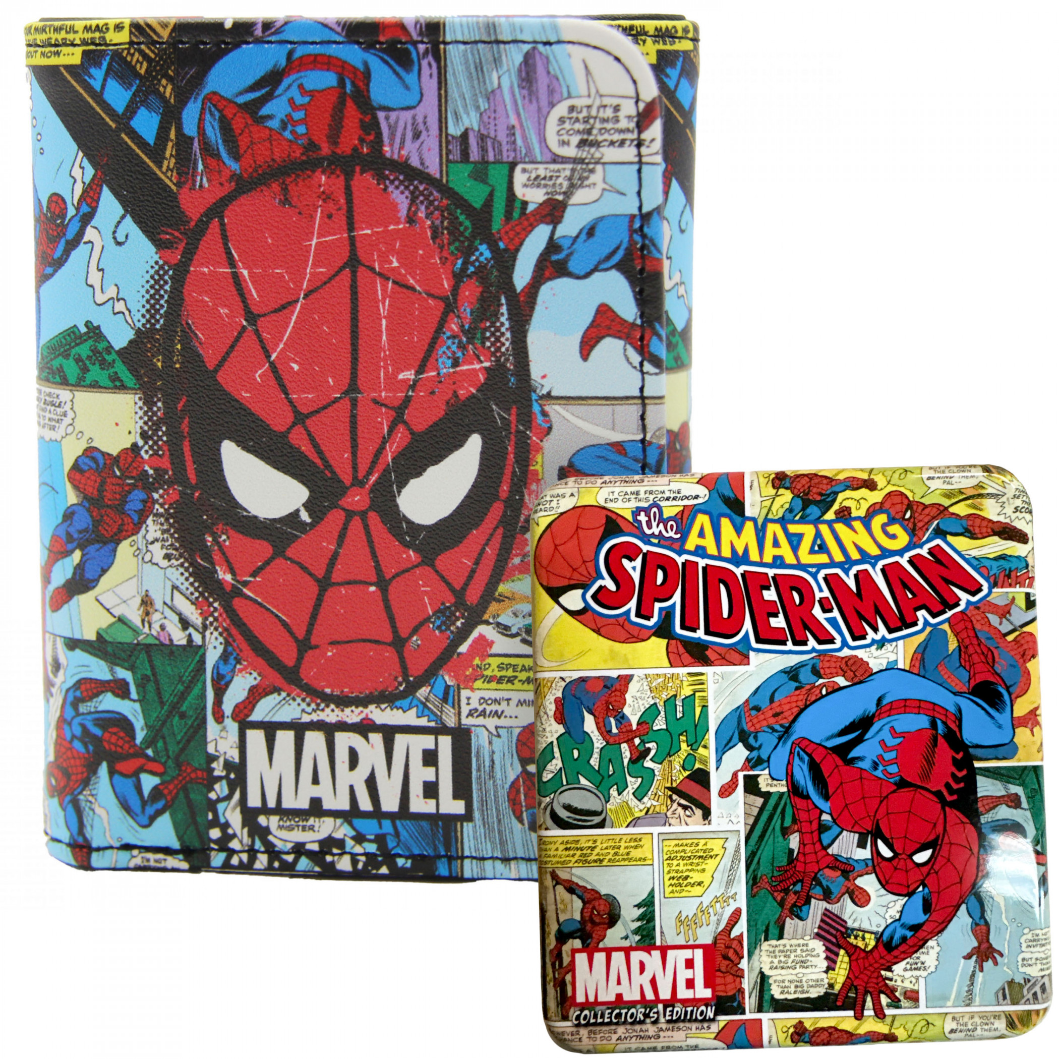 Spider-Man Blue Sky Action Trifold Wallet in Collectors Tin