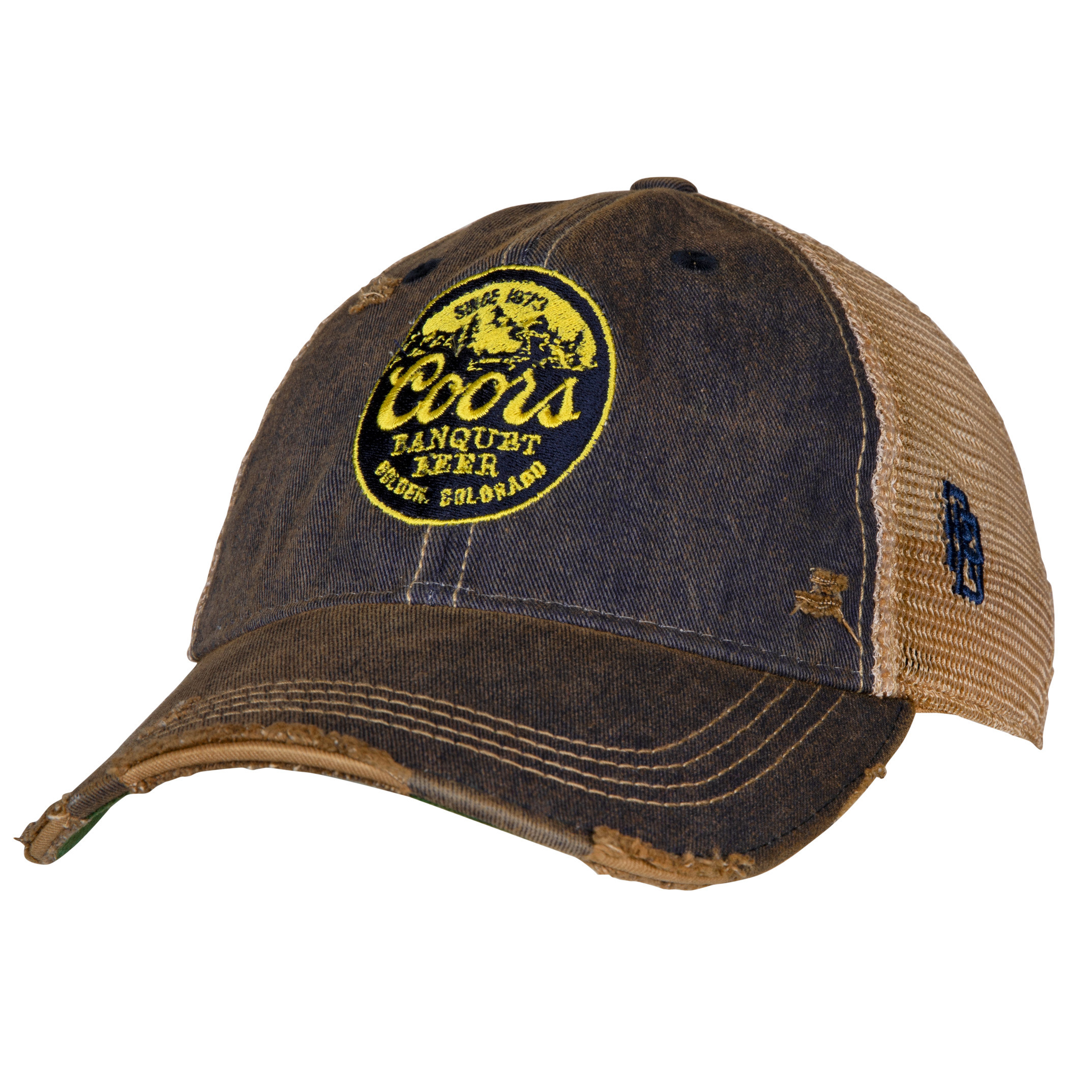 Coors Mountain Logo Patch Distressed Tea-Stained Adjustable Hat