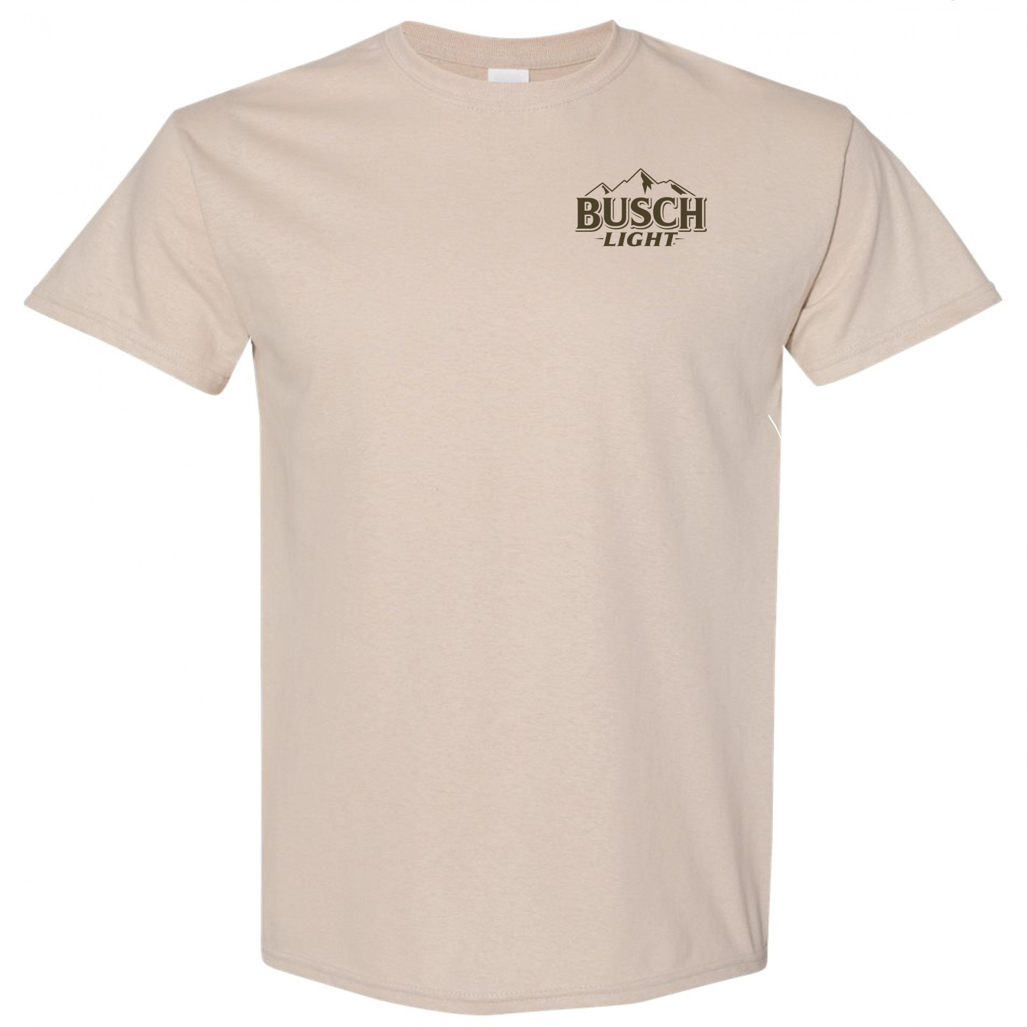 Busch Light Fishing with Friends Tan Front Back Print T-Shirt