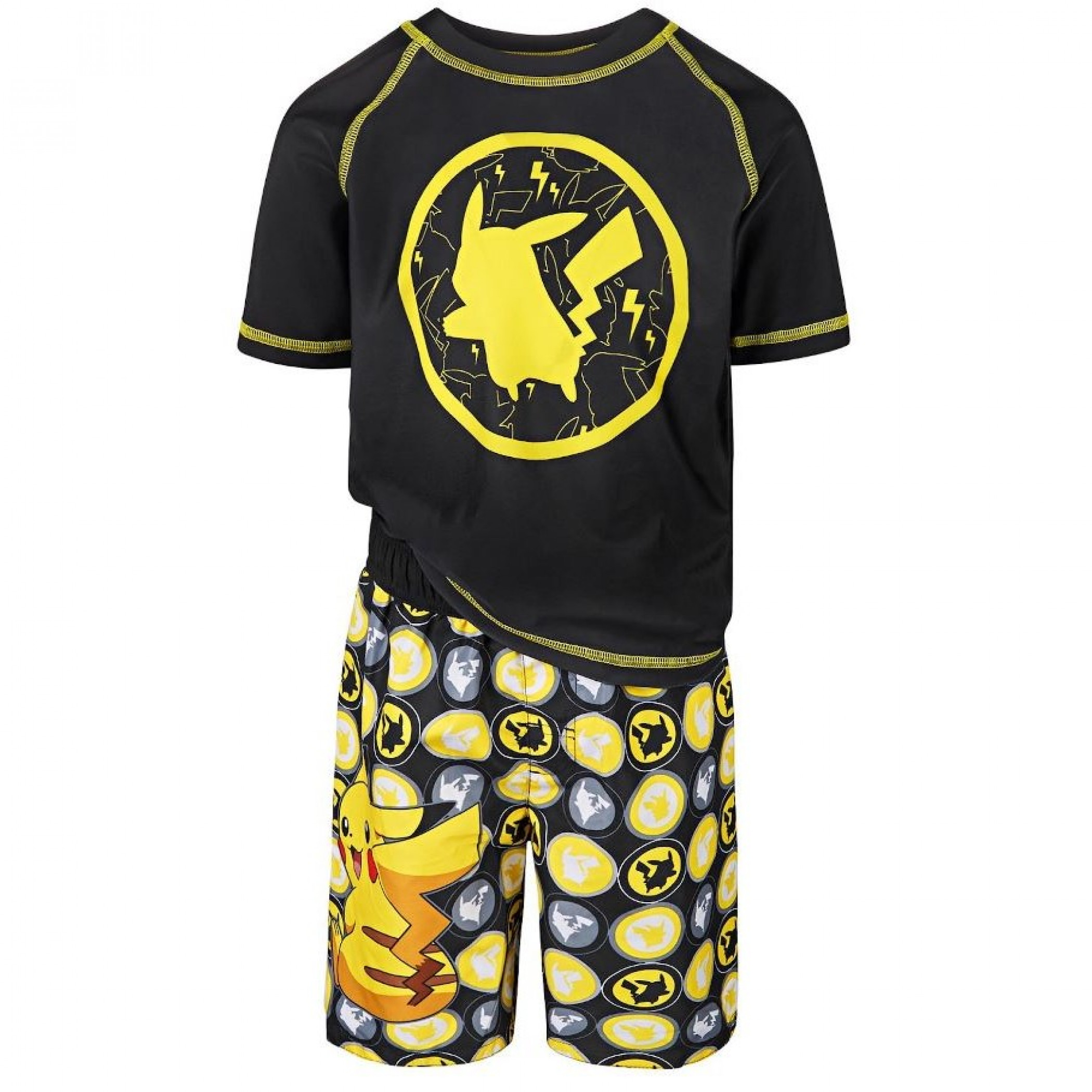 Pokemon Pikachu Youth Boys Rash Guard and Swim Trunks Set