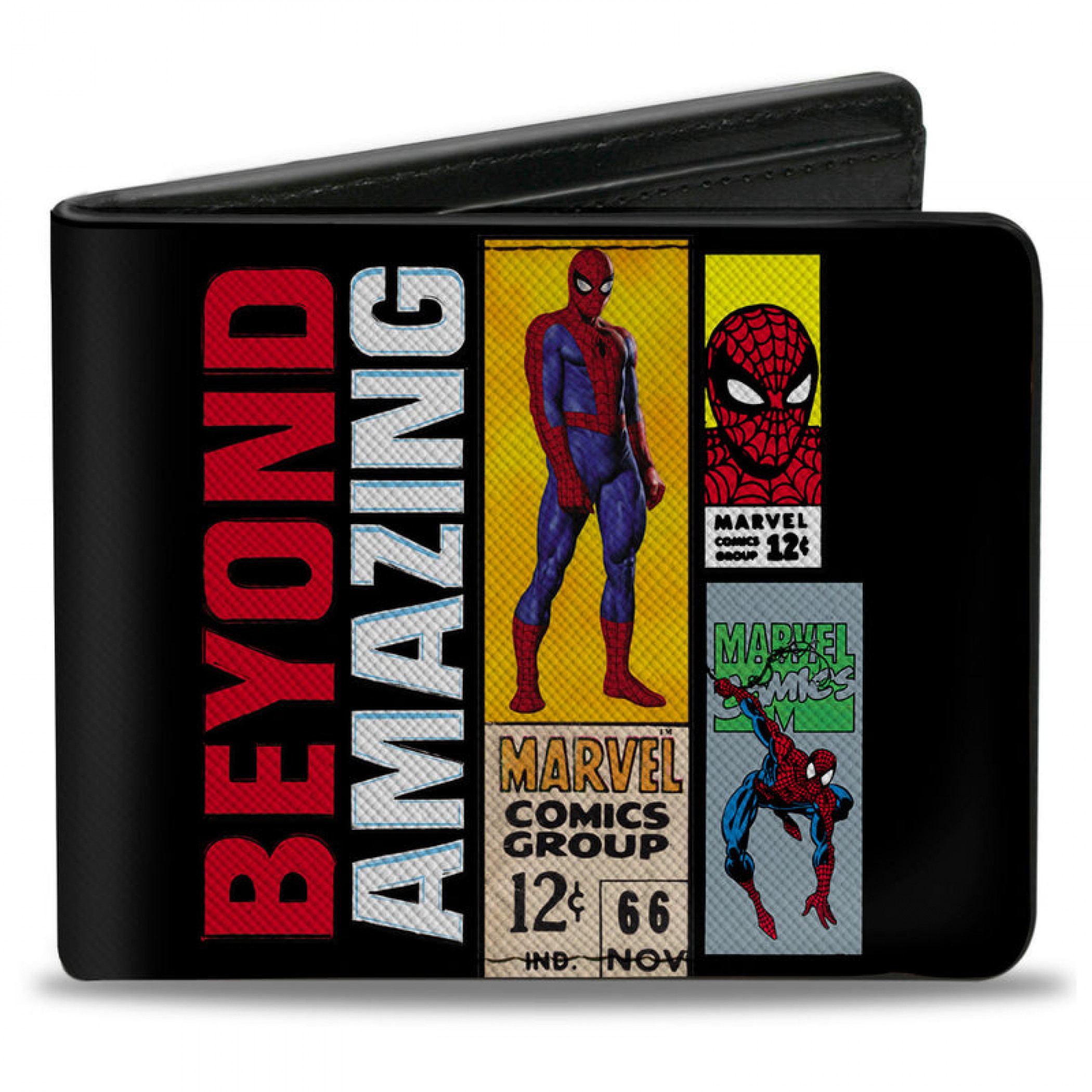 Spider-Man Beyond Amazing Comics Labels Collage Bi-Fold Wallet