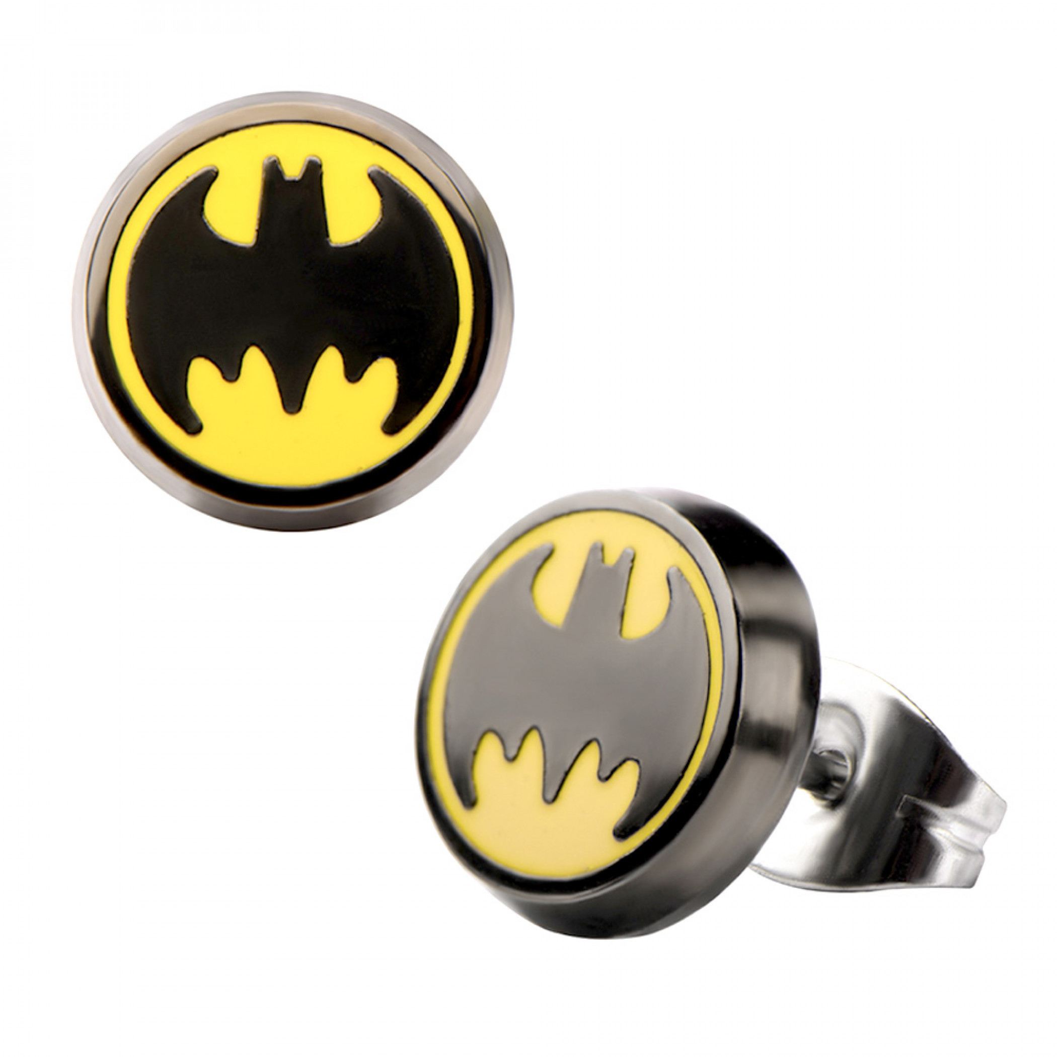 Batman Symbol Round Stud Earrings