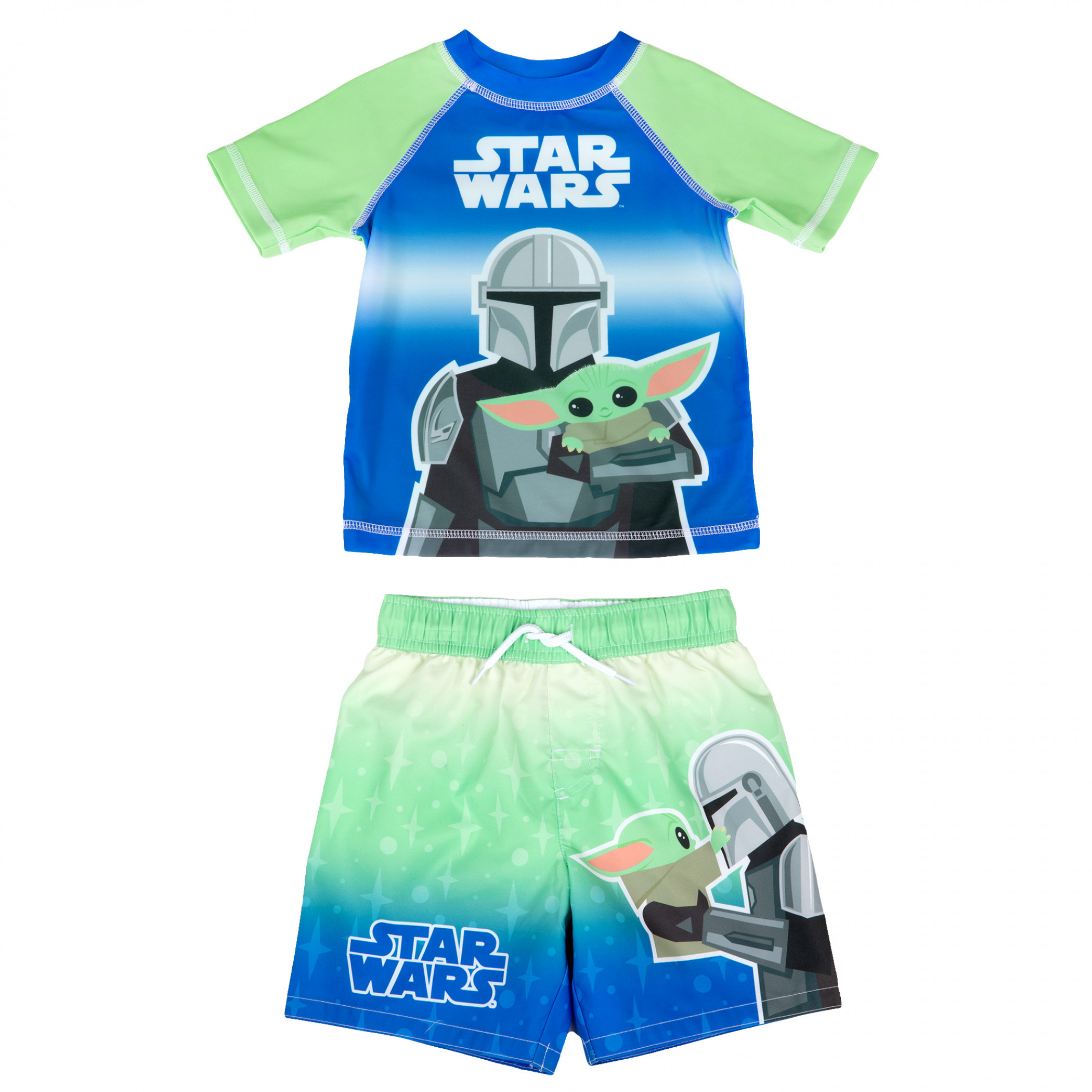 Star Wars The Mandalorian and Grogu Toddler Swimshorts & Rashguard Set