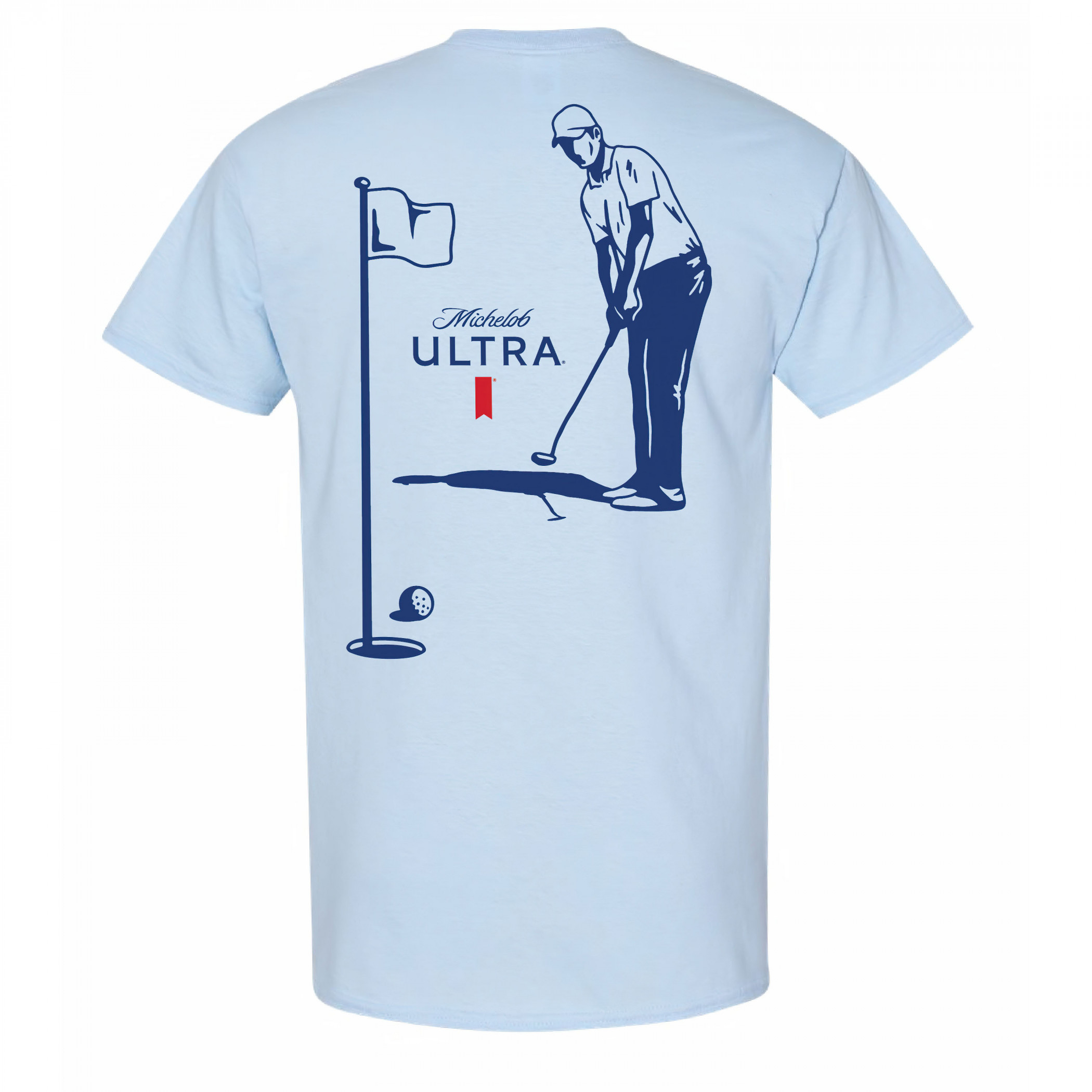 Michelob Ultra Golfing Blue Colorway Front and Back Print T-Shirt