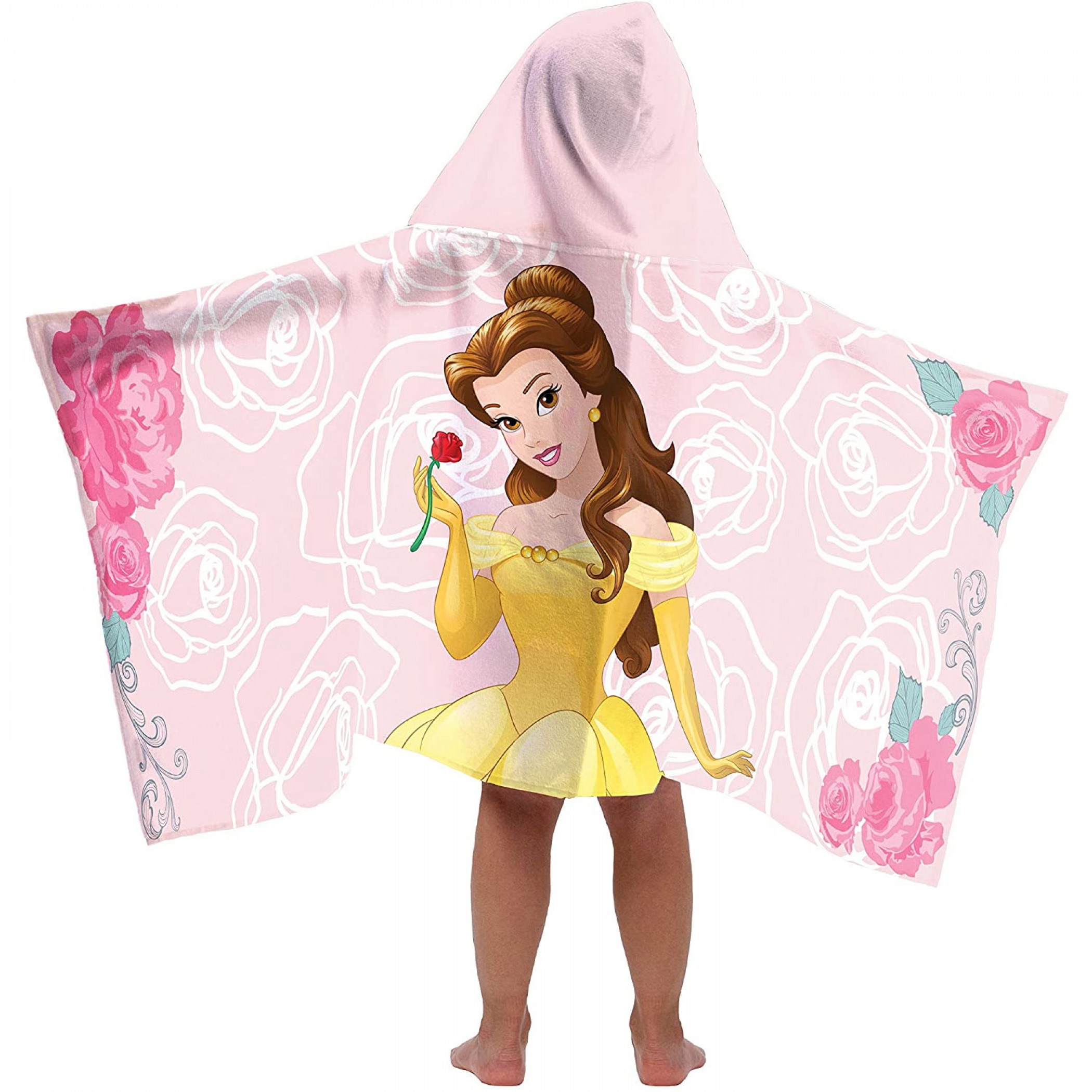 Disney Beauty & The Beast Roses Hooded Cape Bath Towel