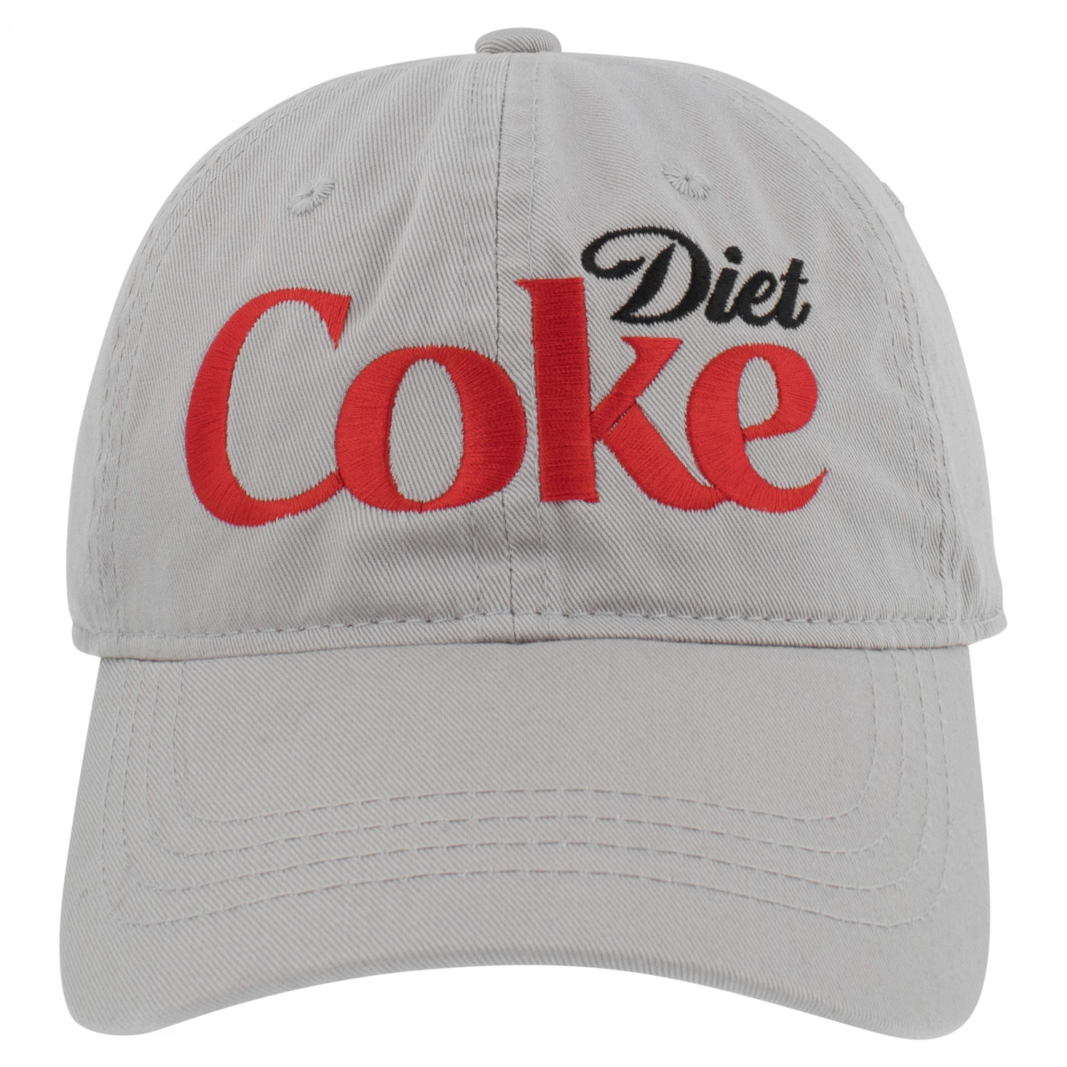 Diet Coke Embroidered Logo Grey Adjustable Hat