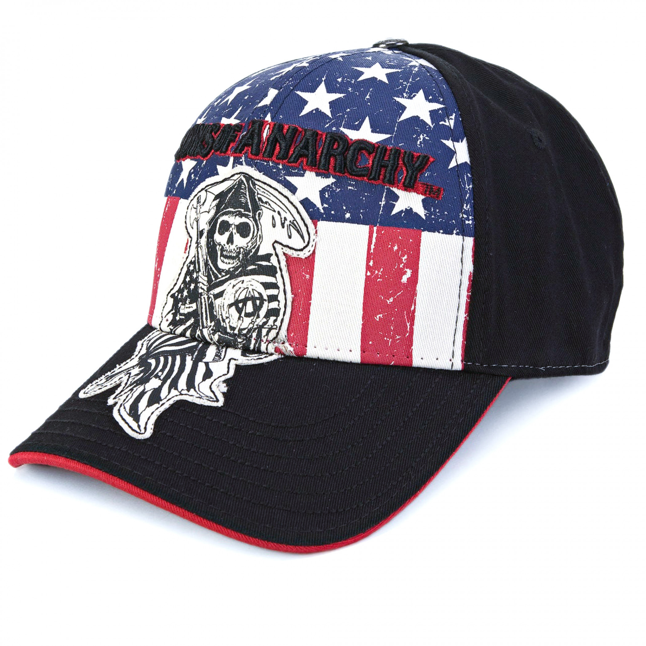 Sons Of Anarchy Distressed American Flag Fitted Cap Flex Fit L/XL