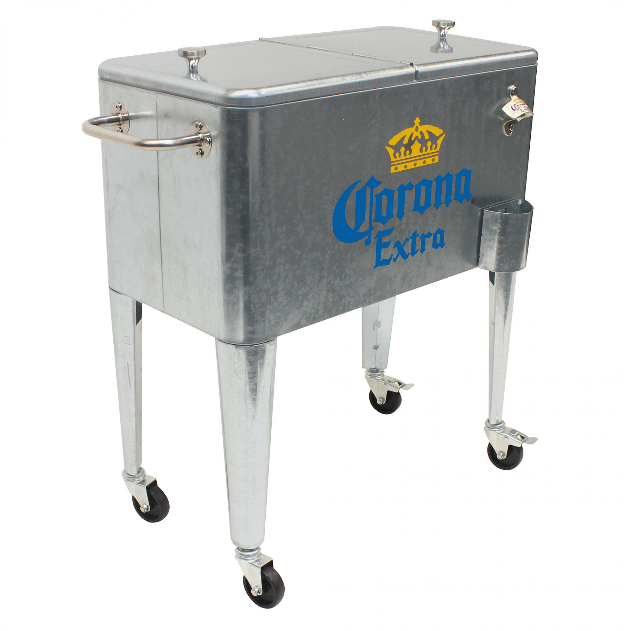 Corona Extra 60qt Steel Rolling Cooler With Bottle Opener