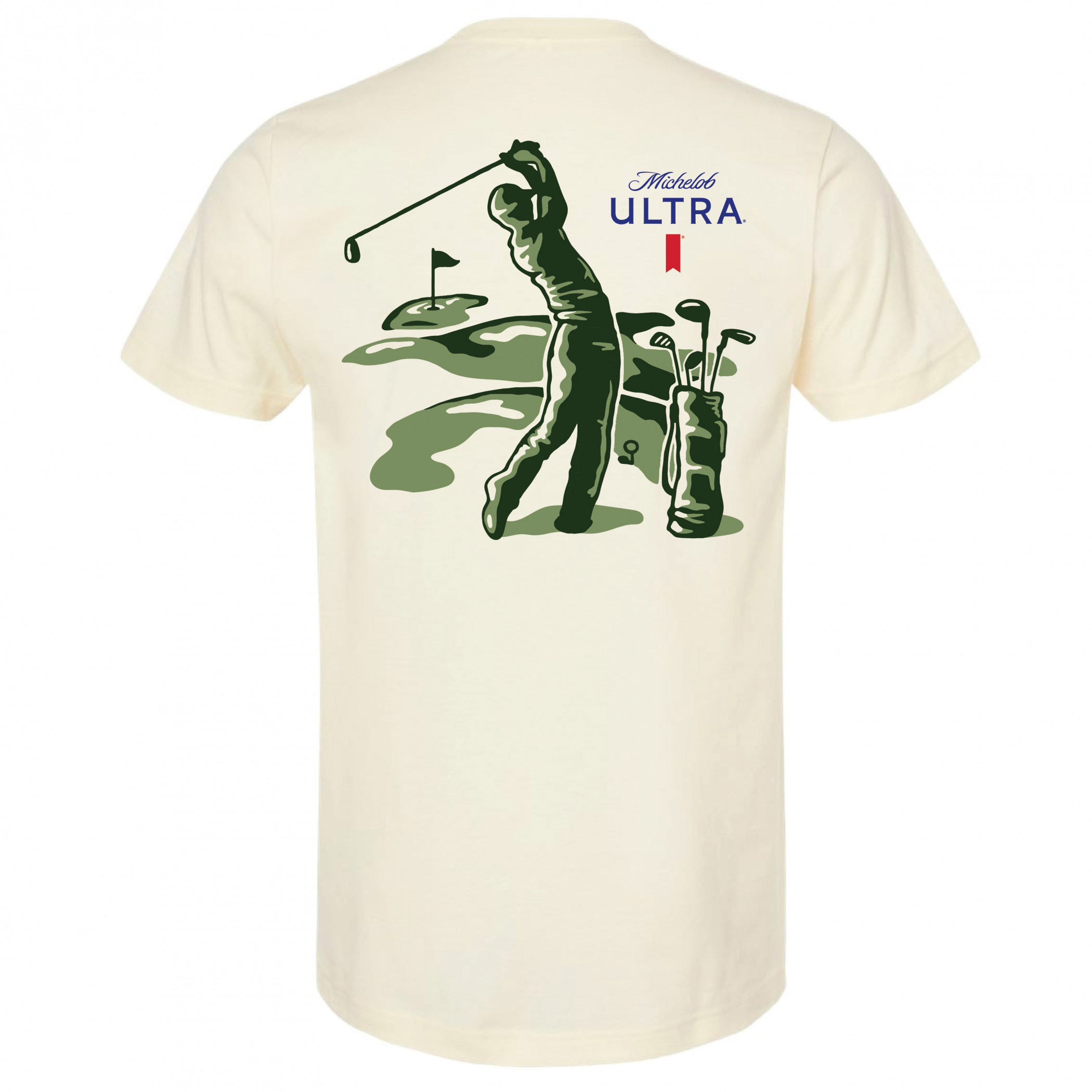 Michelob Ultra Golfing Hole In One Front and Back Print T-Shirt