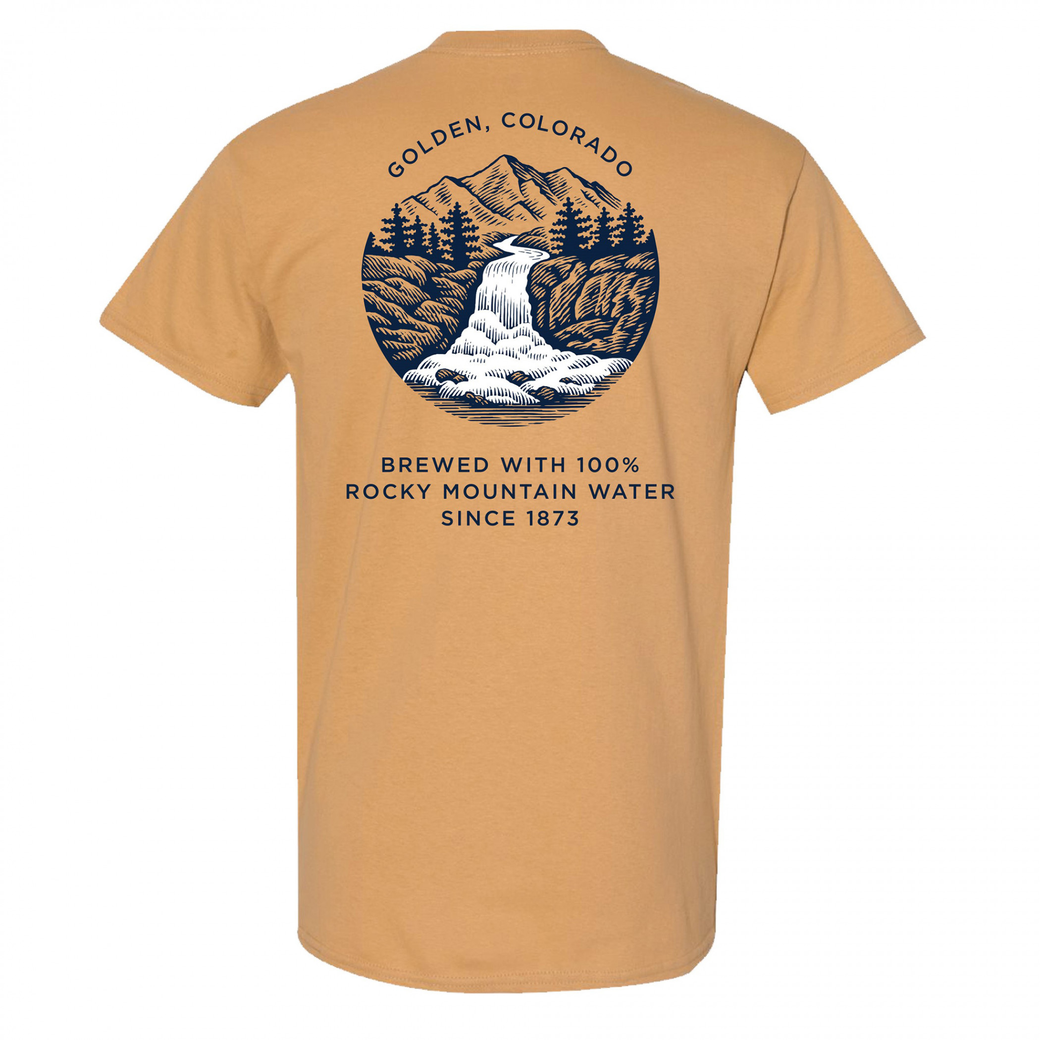 Coors Banquet Waterfalls Front and Back Print Gold Colorway T-Shirt