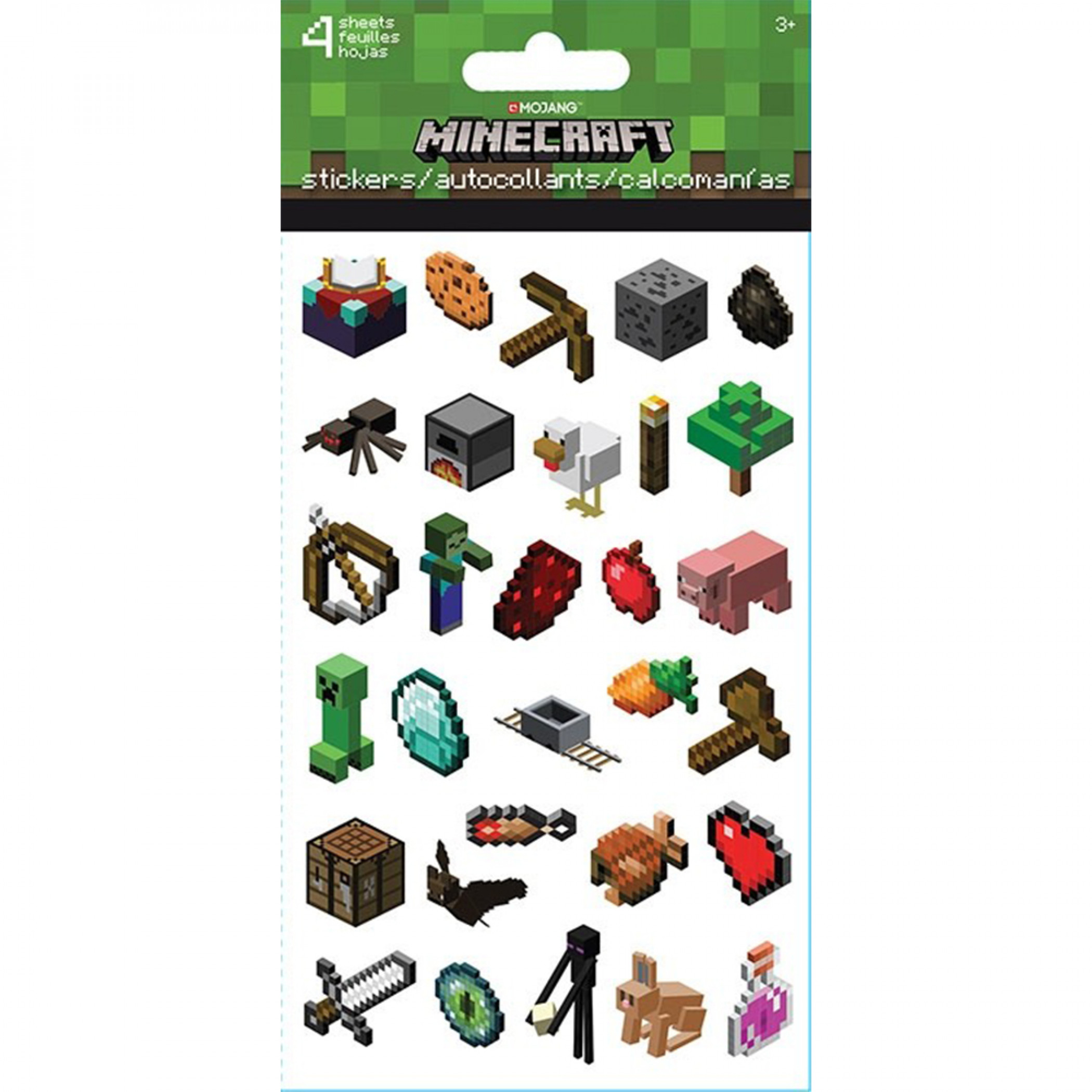 Minecraft Characters & Game Asset Stickers 4-Sheet Set
