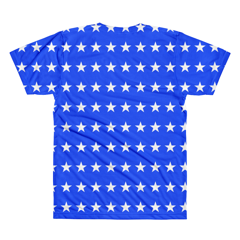 Premium Quality Stars Front and Back Print Men's Blue T-Shirt