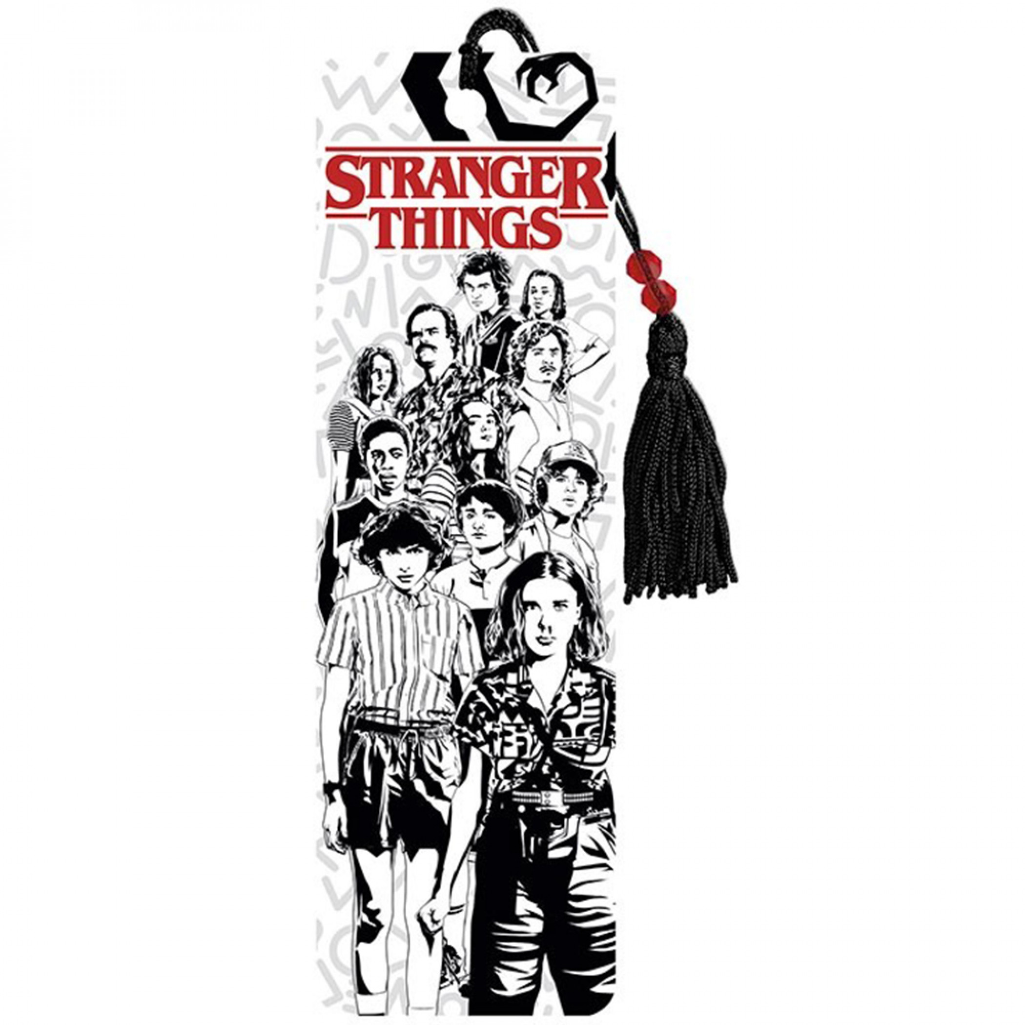 Stranger Things Characters Black and White Line Art Bookmark