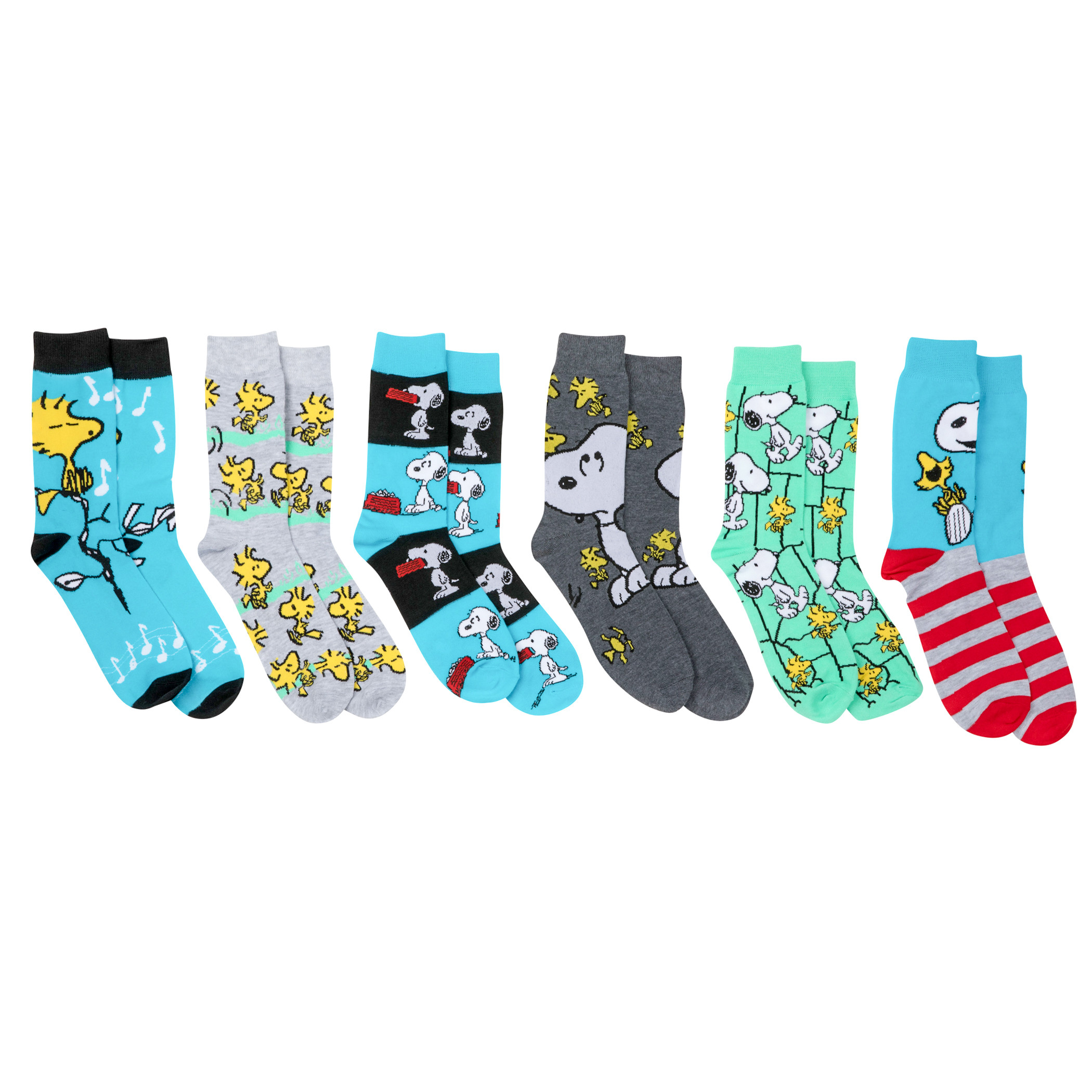 Peanuts Snoopy and Woodstock Friends 6-Pack Crew Socks