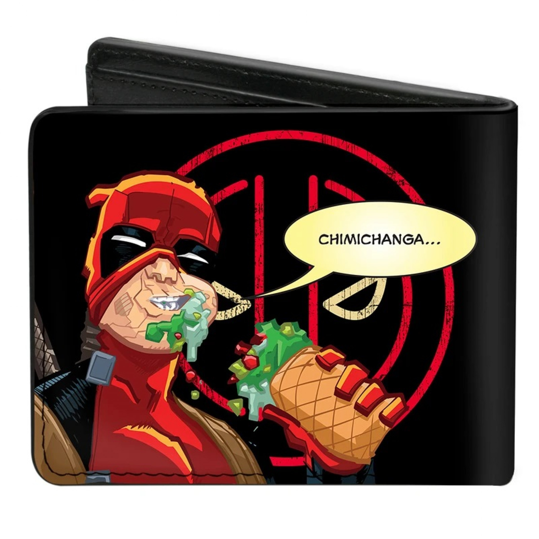 Deadpool Chimichangas Logo and Eating Men's Bi-Fold Wallet