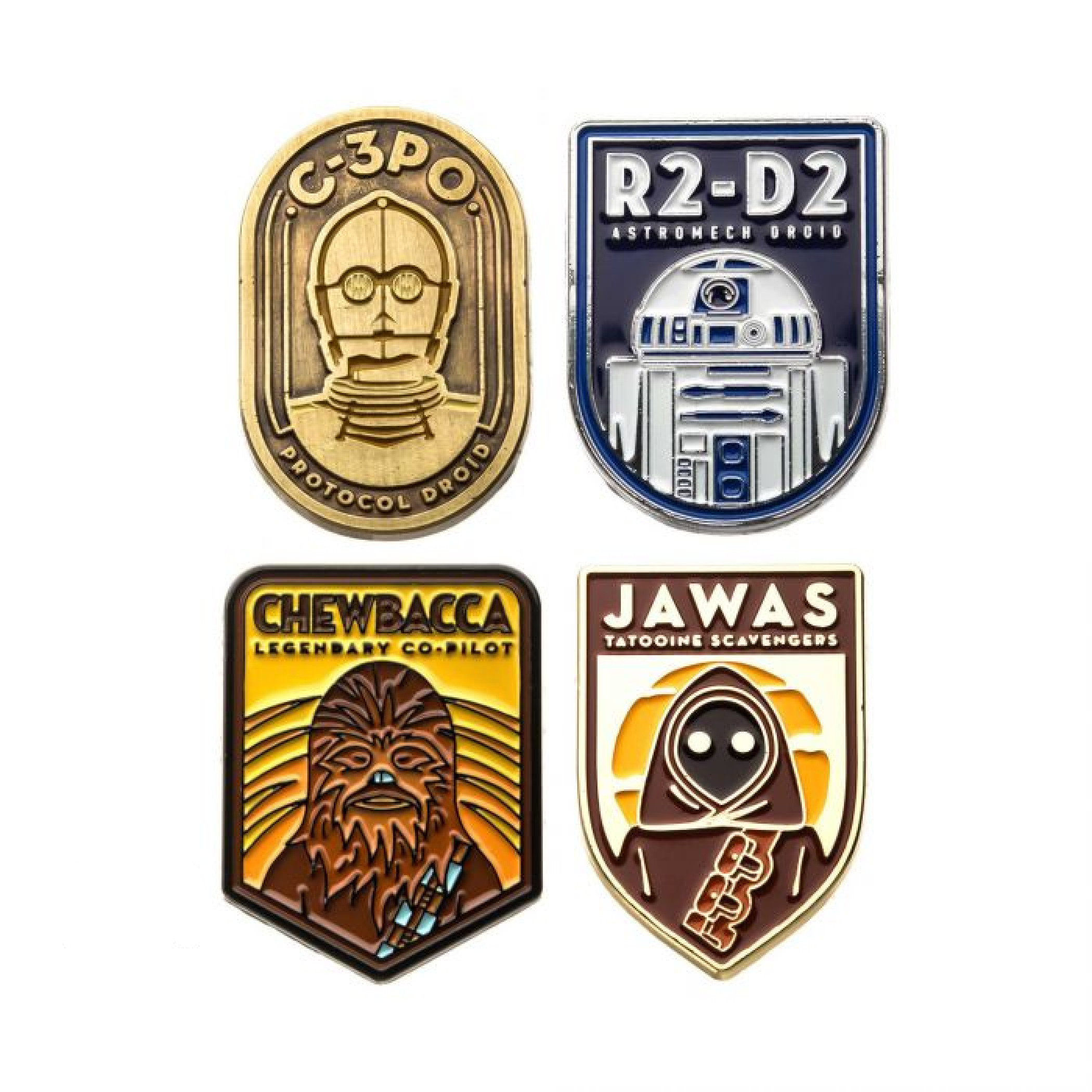 Star Wars R2-D2, C-3PO, Chewbacca, and Jawas Lapel Pin Set