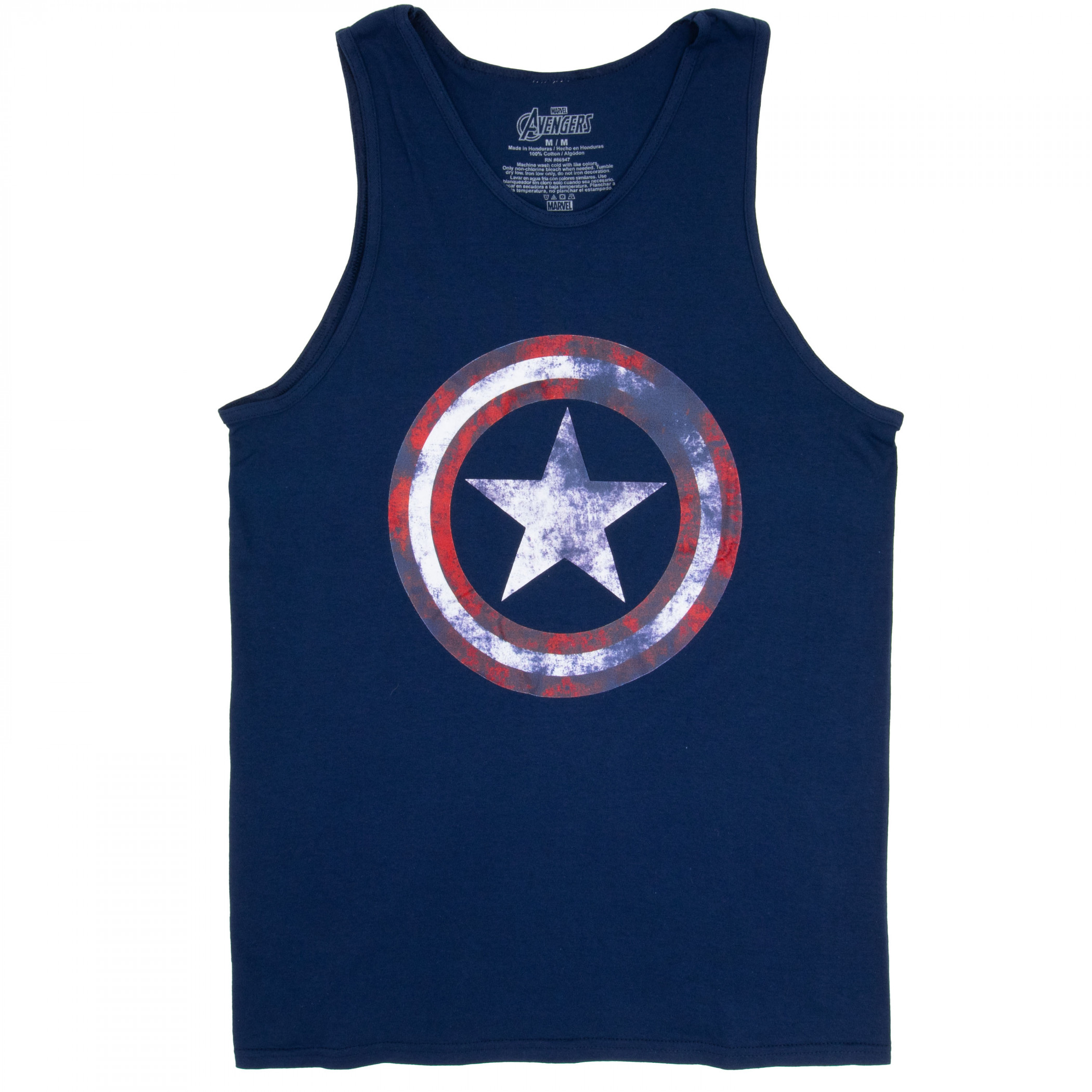 CLASSIC スーパーラグビーキャプテン・アメリカ タンクトップ Captain America Distressed Navy Blue Tank Top - SuperHeroStuff