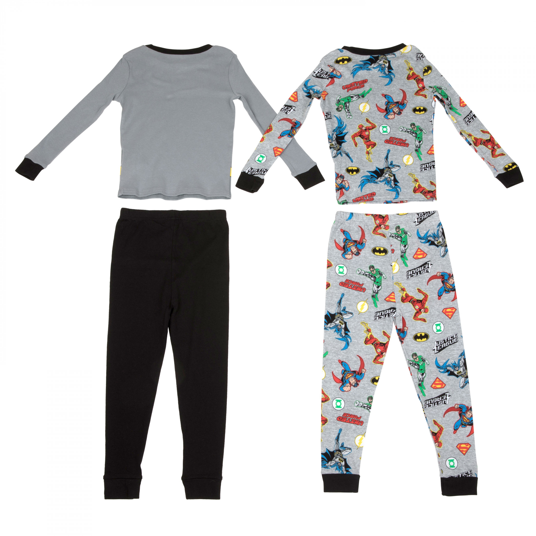 DC Comics Batman Costume & JLA  Long Sleeve 4-Piece Pajama Set