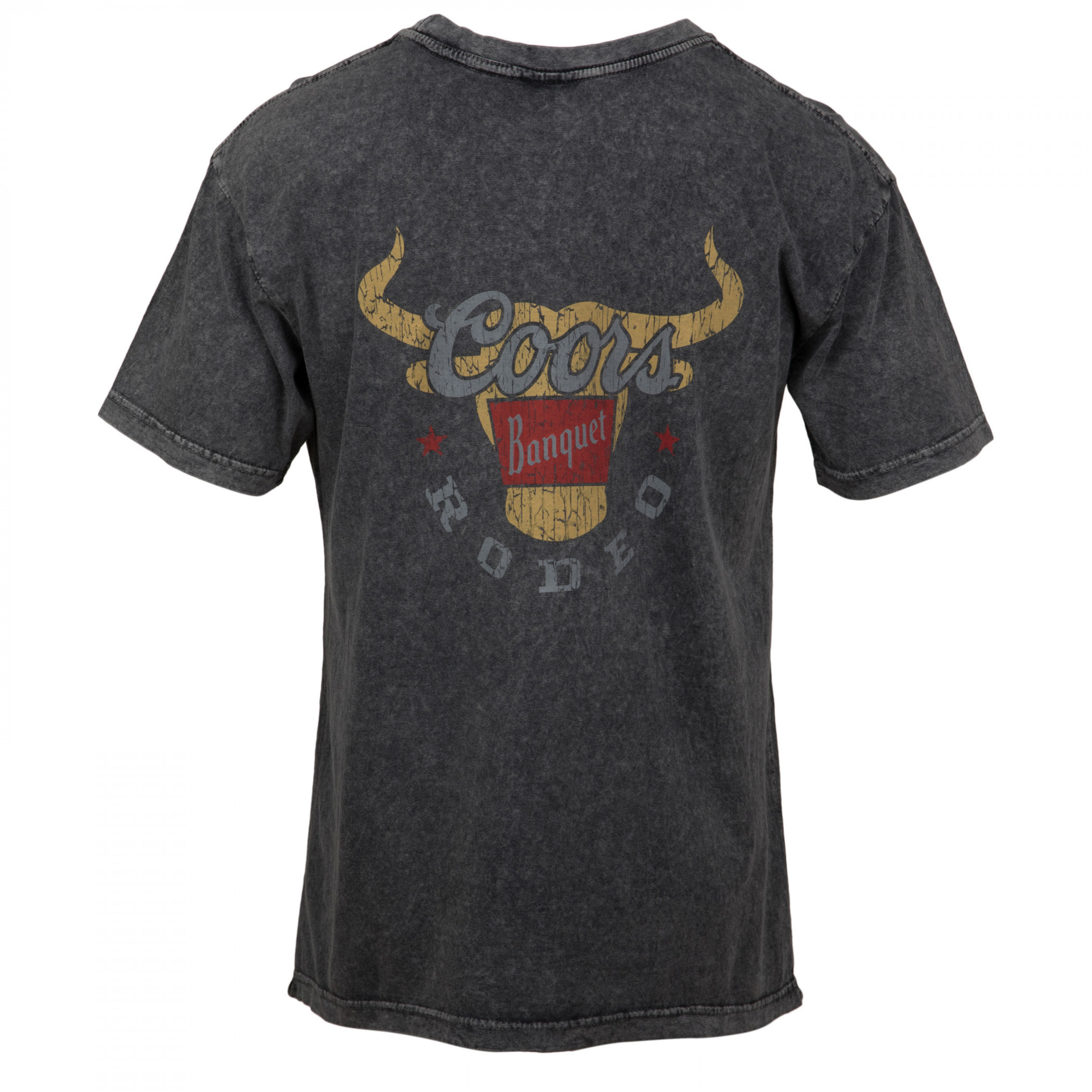 Coors Banquet Rodeo Long Horns Logo Distressed Front and Back T-Shirt