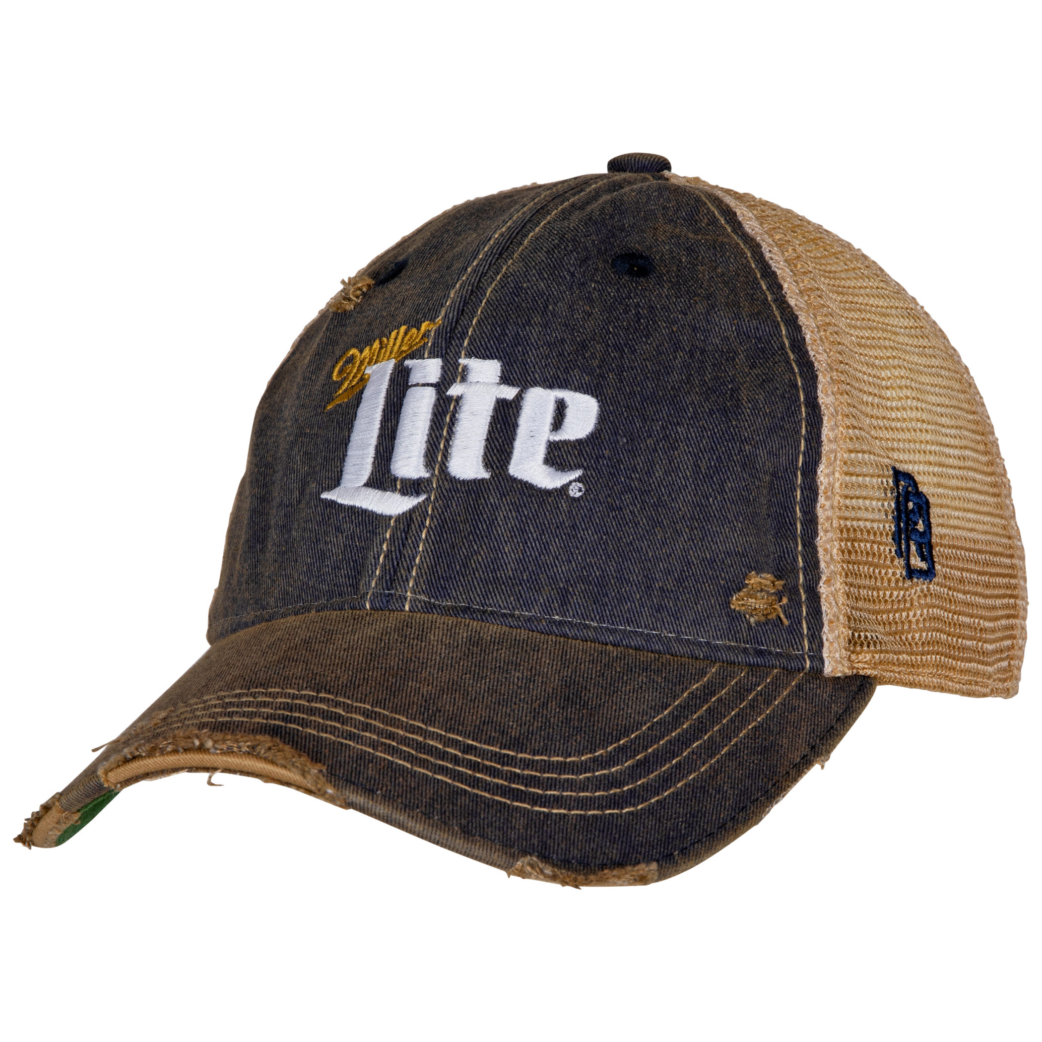 Miller Lite Distressed Logo Die Cut Felt & Embroidered Patch Adjustable Hat