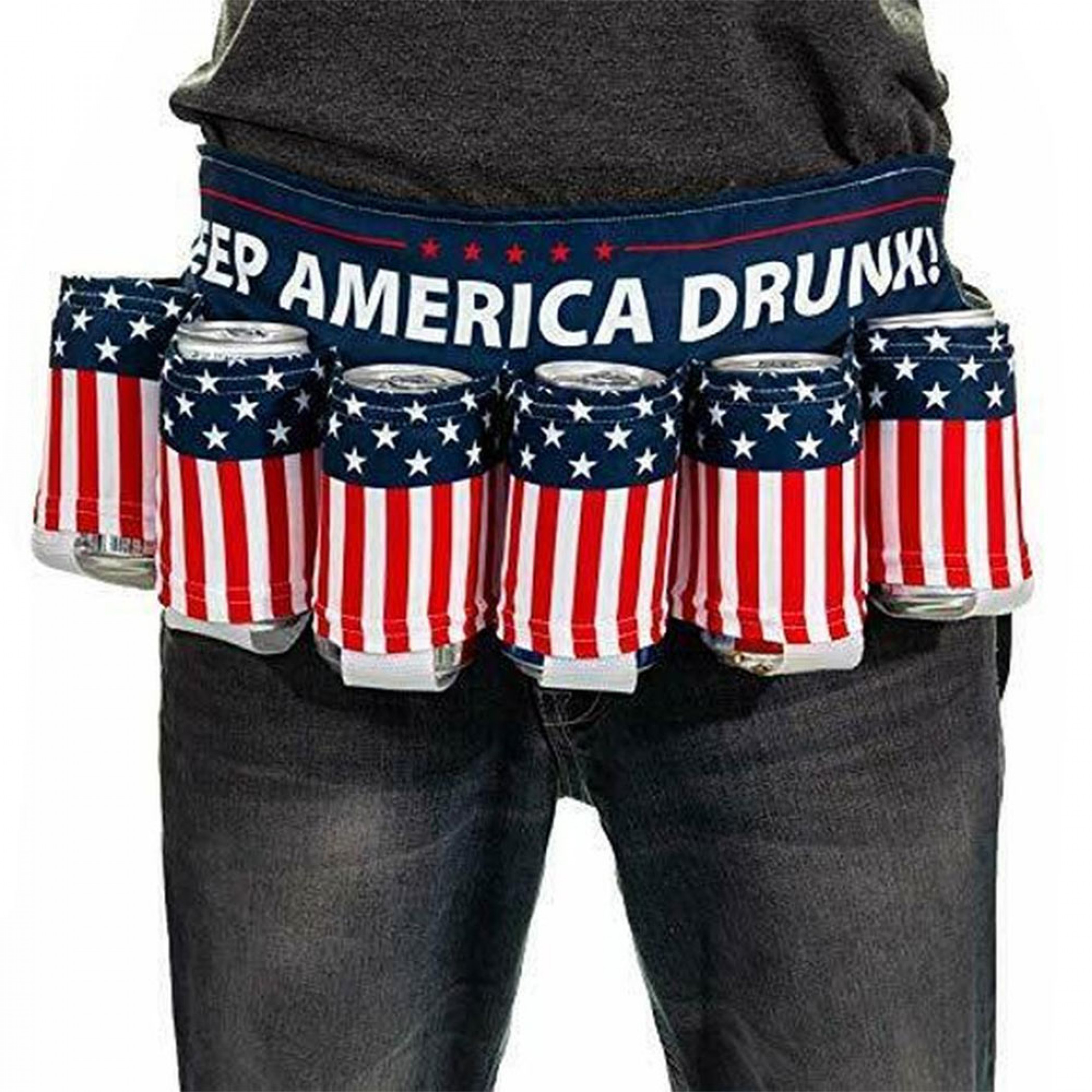 American Flag Keep America Drunk USA Beer Belt