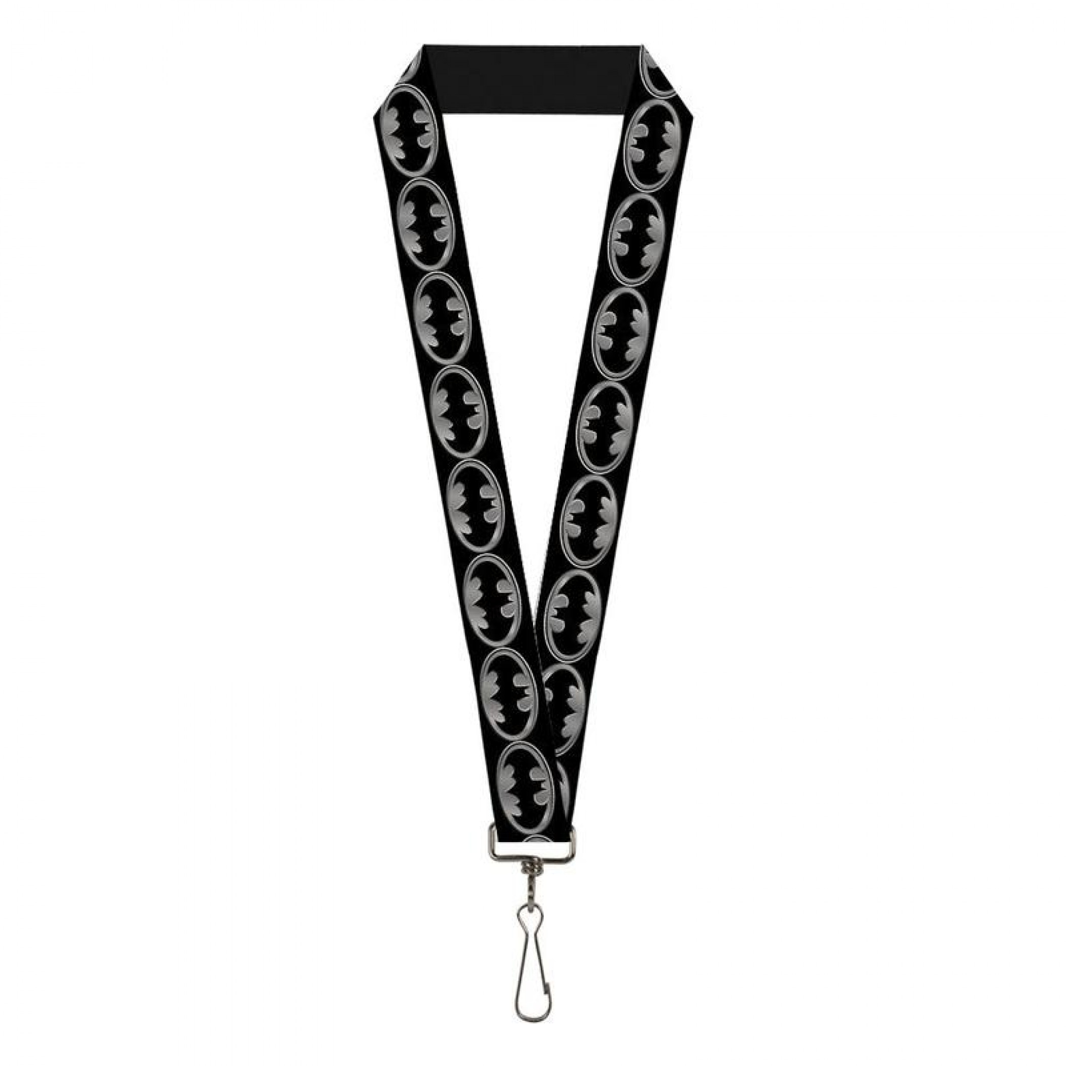 Batman Silver Shield Repeating Symbol Lanyard