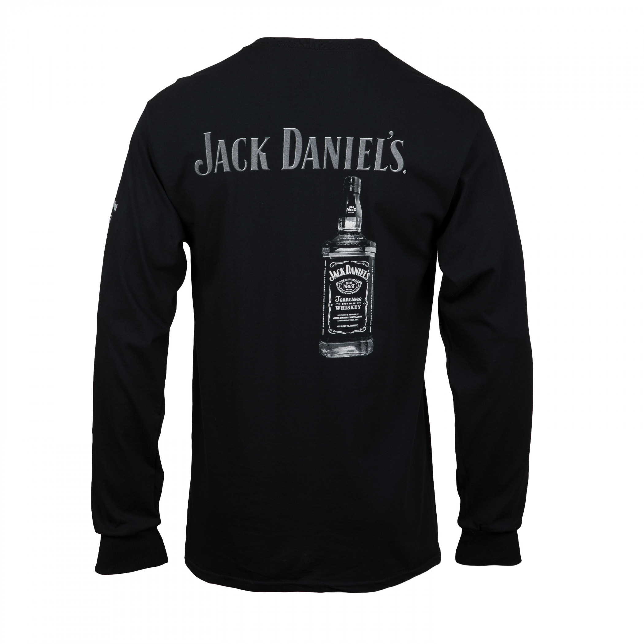 Jack Daniels Bottle Black Long Sleeve Tee Shirt