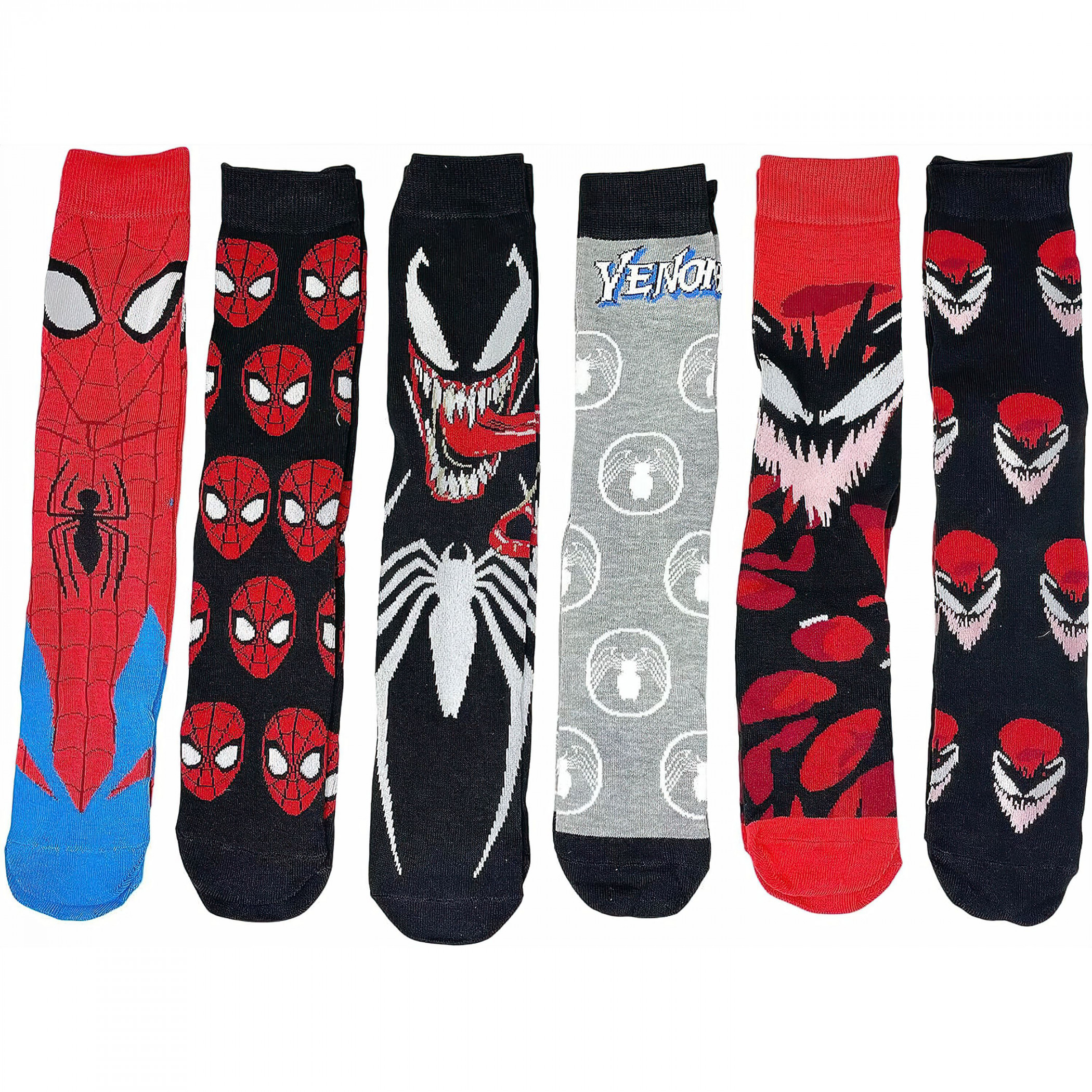 Spider-Man and Venom Men's 6-Pair Pack of Crew Socks